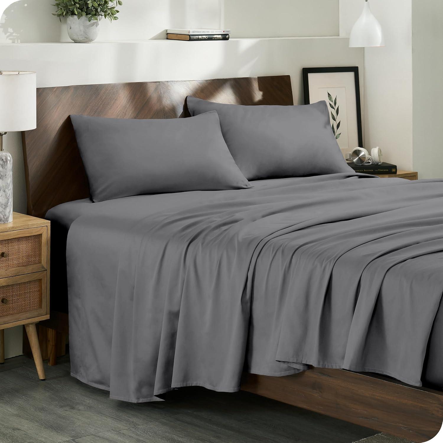 400 Thread Count Organic Cotton Sateen Bed Sheet Set by Bare Home