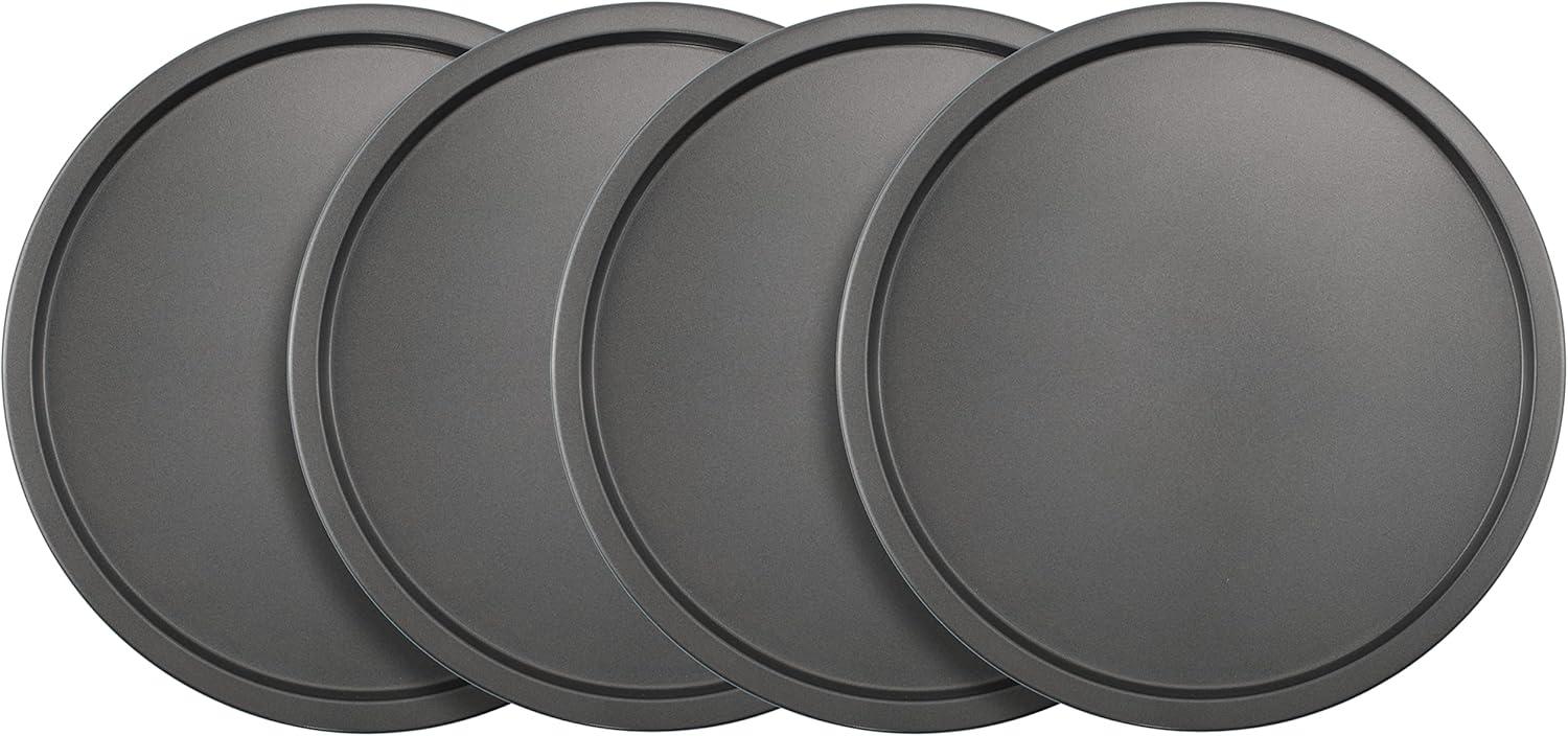 GoodCook Set of 4 Nonstick Steel 10" Personal Pizza Pans Set, Gray