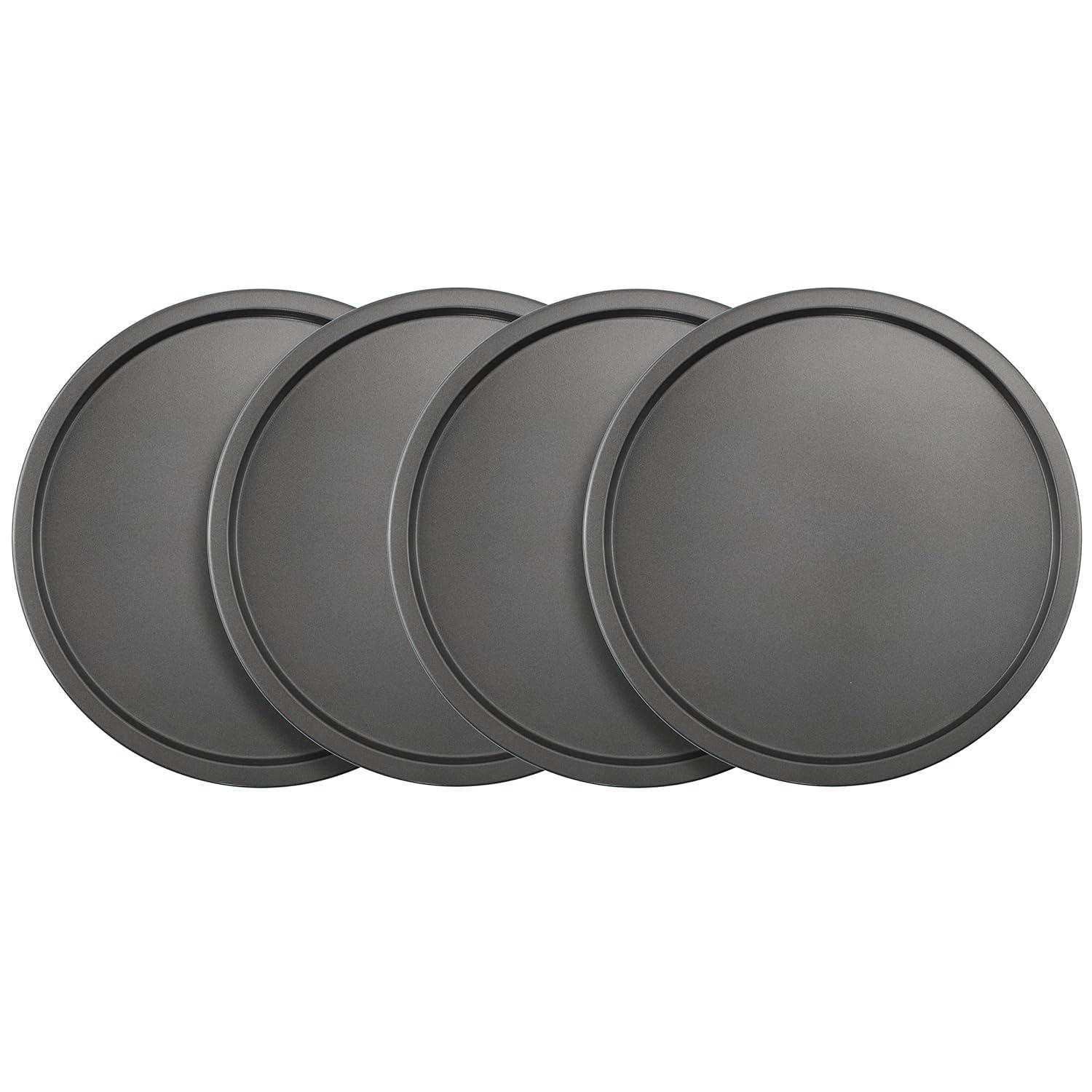 GoodCook Set of 4 Nonstick Steel 10" Personal Pizza Pans Set, Gray