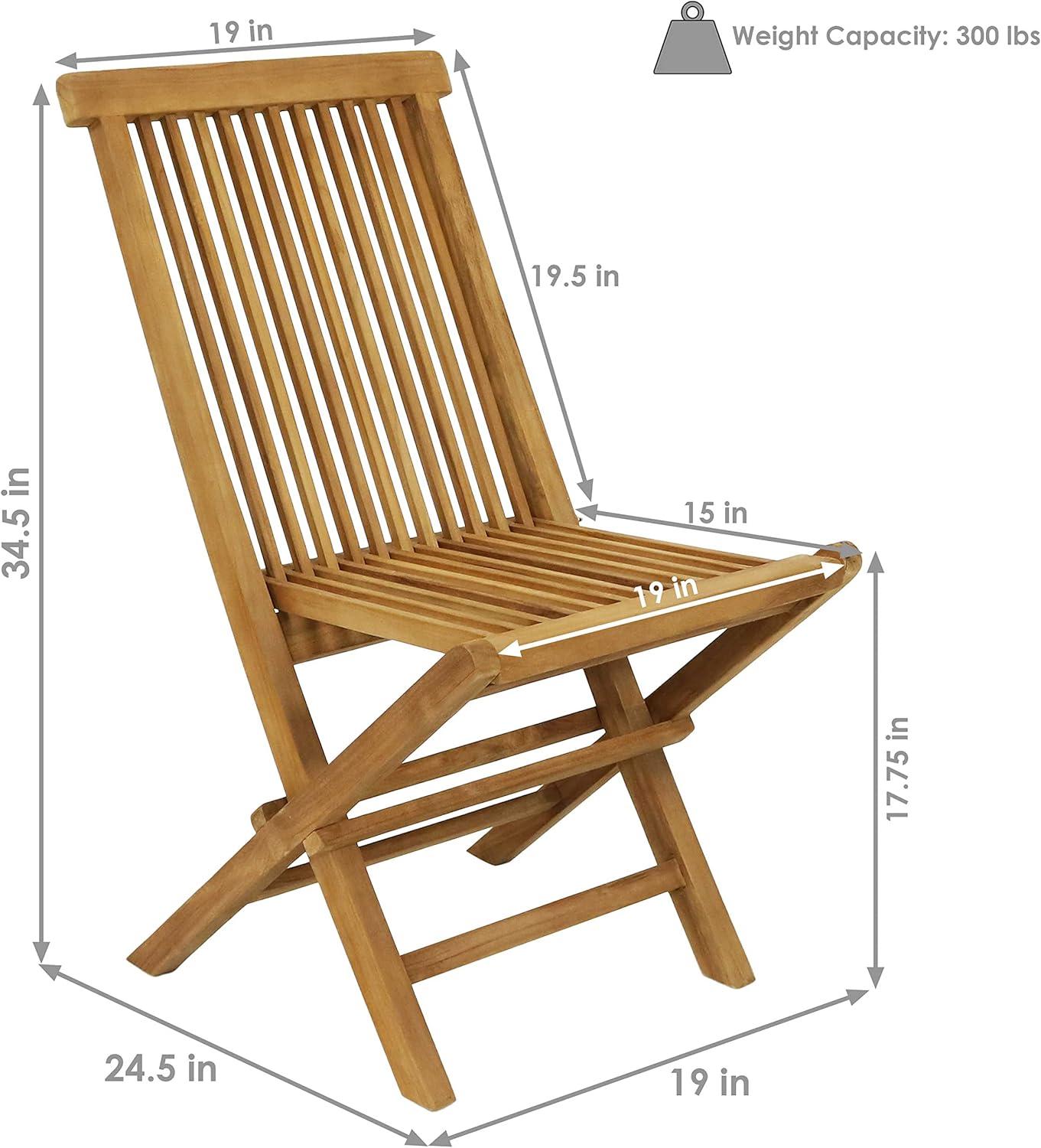 Sunnydaze Outdoor Solid Teak Wood with Stained Finish Hyannis Folding Dining Chairs - Light Brown