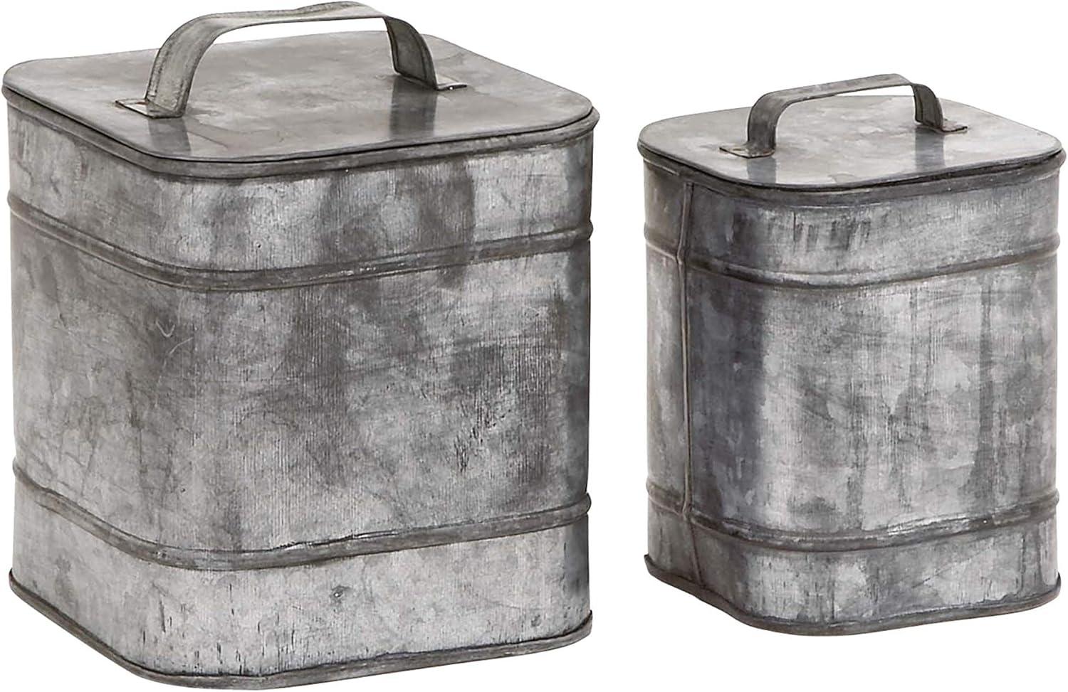 DecMode 7" x 8" Silver Metal Canisters, 2-Pieces