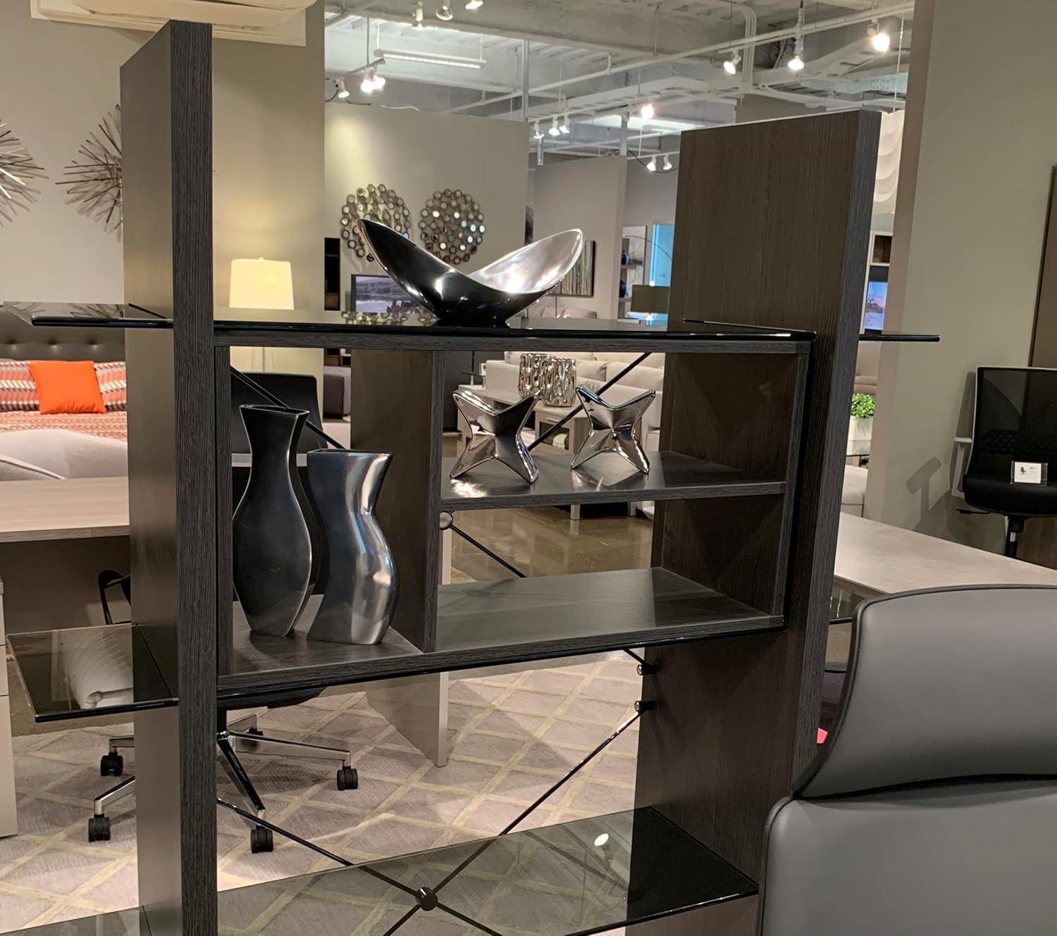 Sesgo Twisted Bowl, Silver, Aluminum, Modern Home Decor Accent, Serving Bowl for Fruit, Nuts, Popcorn and Chips, Decoration Centerpiece for Coffee Table or Change Dish and Key Holder, 13" x 5" x 5.5"