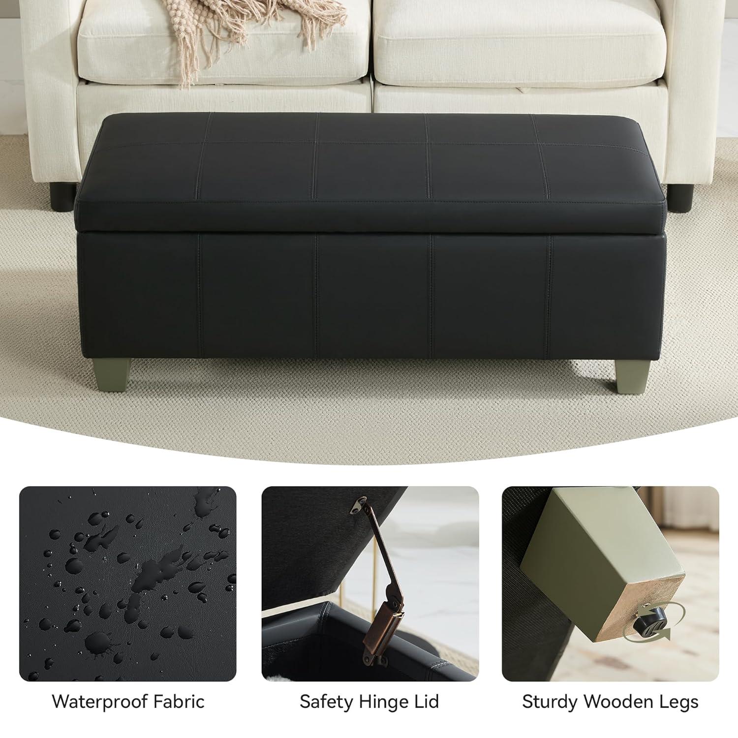 Ebern Designs Faux Leather Upholstered Storage Bench | Wayfair