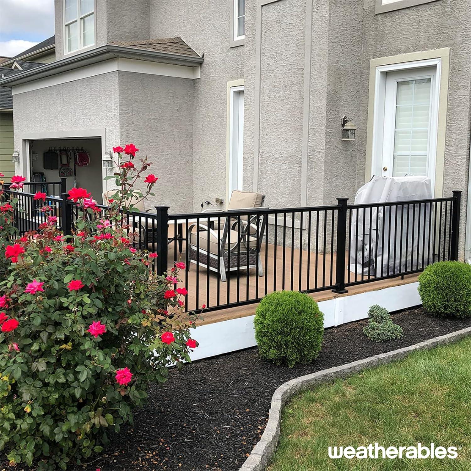 Weatherables Stanford Railing Brackets – Aluminum Outdoor Stair Railing Brackets, Made with Durable & Low-Maintenance Black Textured Powder-Coat Finish