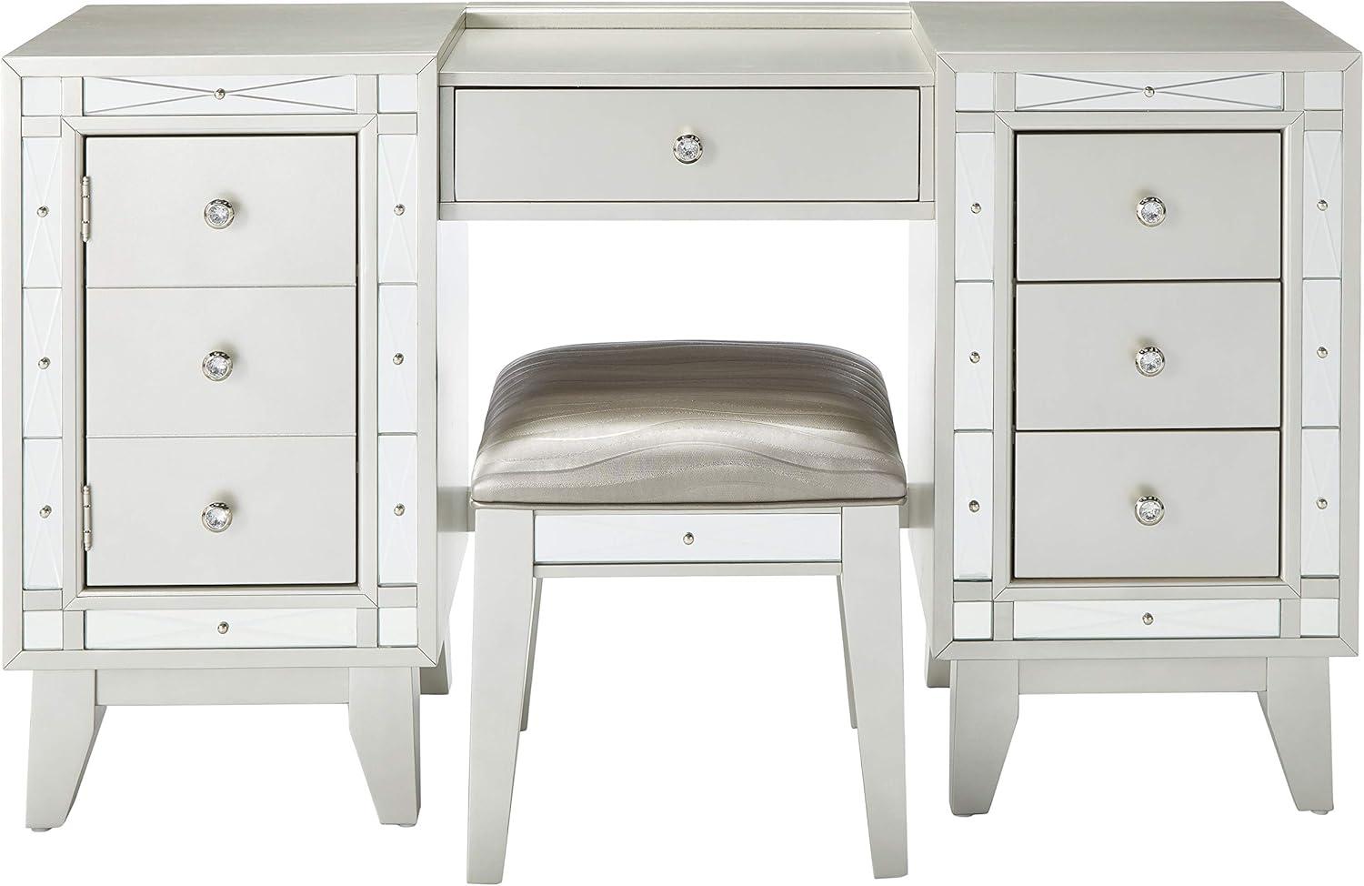 Coaster Company Leighton Vanity Desk and Stool, Metallic Mercury