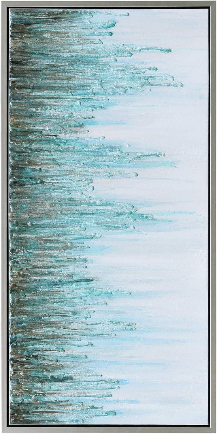 Empire Art Direct Green Frequency Textured Metallic Hand Painted Wall Art, 24" x 48" x 1.5", Ready to Hang