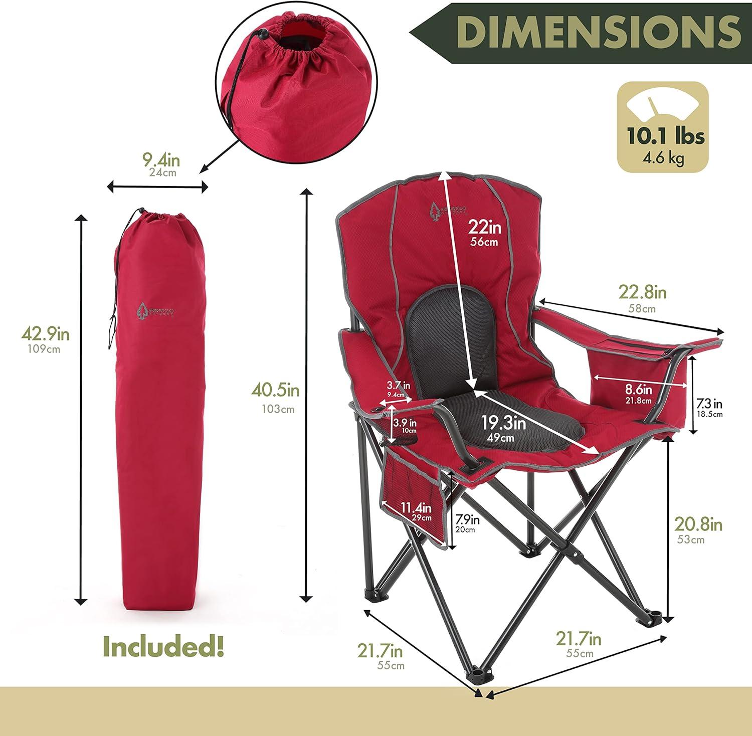 Red and Black Foldable Outdoor Camping Chair with Cup Holder