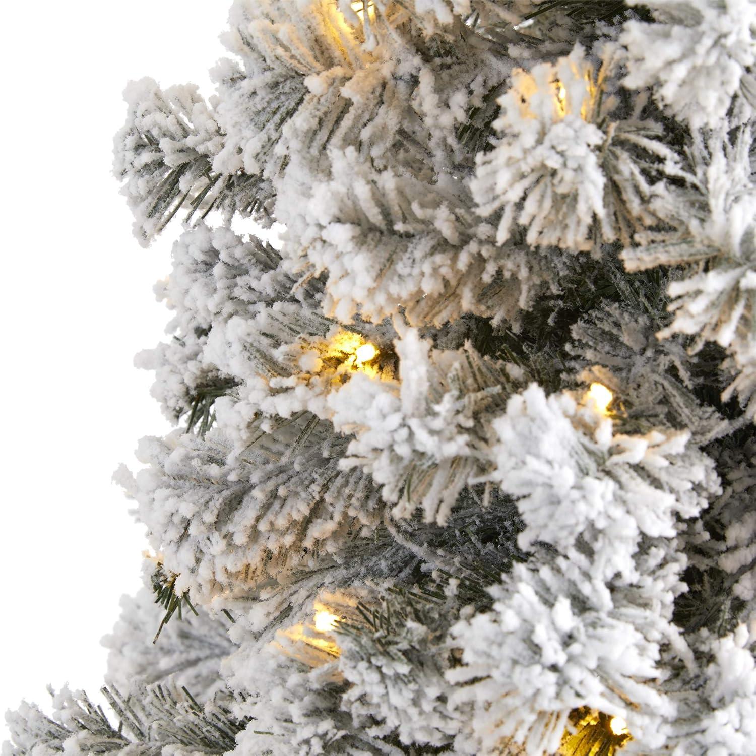 Nearly Natural 5' Flocked West Virginia Fir Prelit LED Artificial Christmas Tree