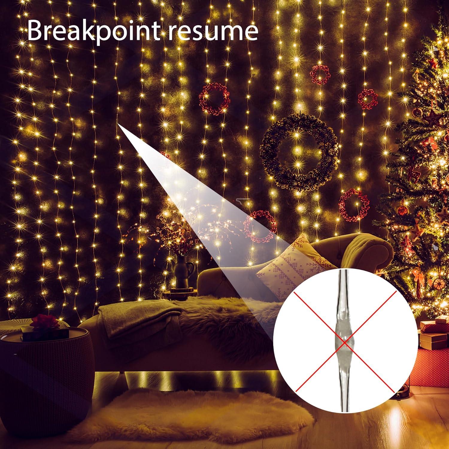 Curtain Lights Indoor 300LED 9.8ftx9.8ft, Outdoor Waterproof Curtain String Lights with Hook Remote Timer 8 Modes, USB Powered Waterfall Window Lights for Wall Backdrop Home Decorations