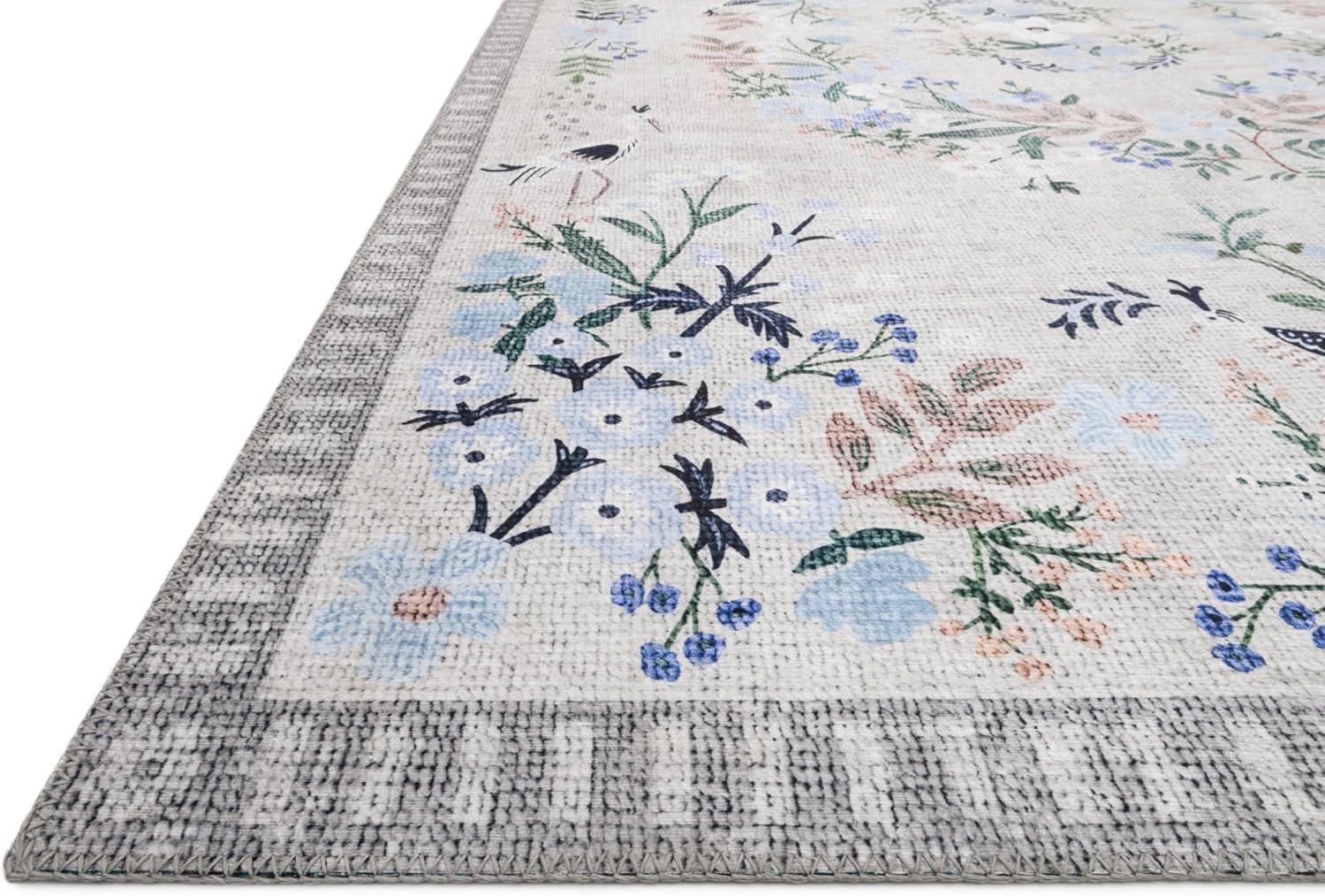 Stone and Grey Floral Synthetic 5' x 7' Area Rug