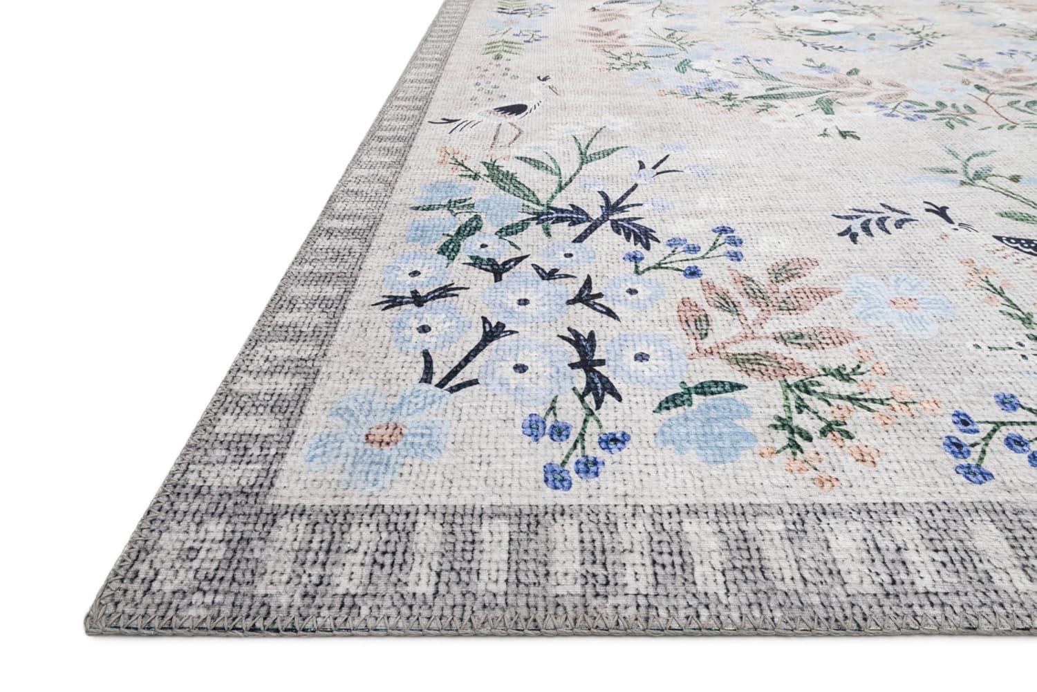Stone and Grey Floral Synthetic 5' x 7' Area Rug
