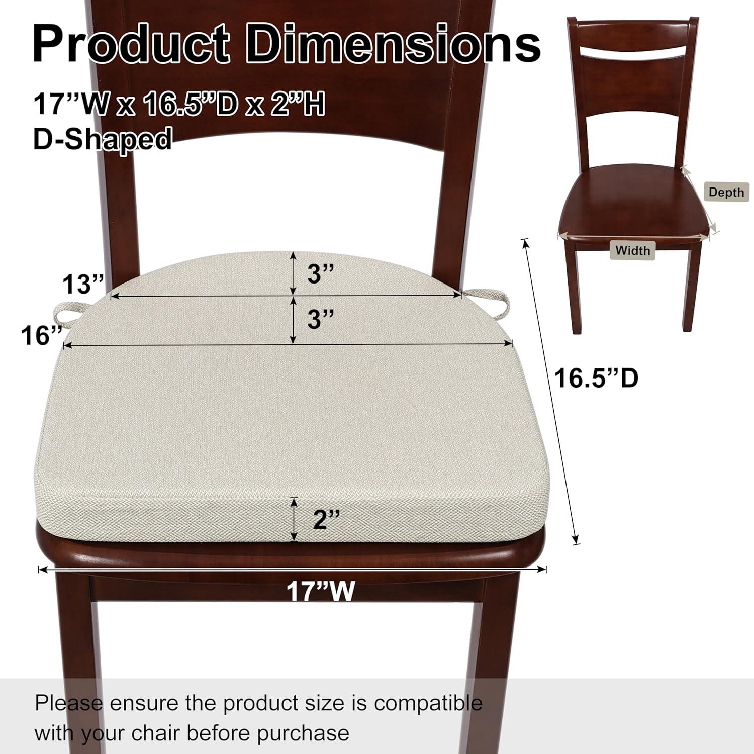 Chair Cushions for Kitchen Chairs Set of 4 Dining Chair Pads, Universal Non-Slip Dining Chair Cushions with Ties for Office Use