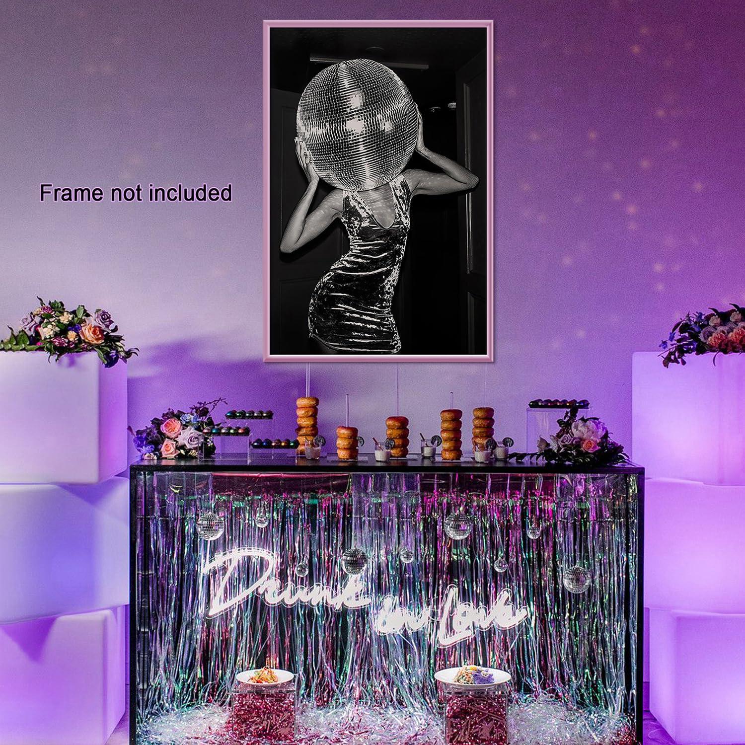 Music Aesthetics Poster Prints Funny Black and White Canvas Wall Art Trendy Retro Music Party Funky Wall Decor for Living Room Bar 12x16in Unframed