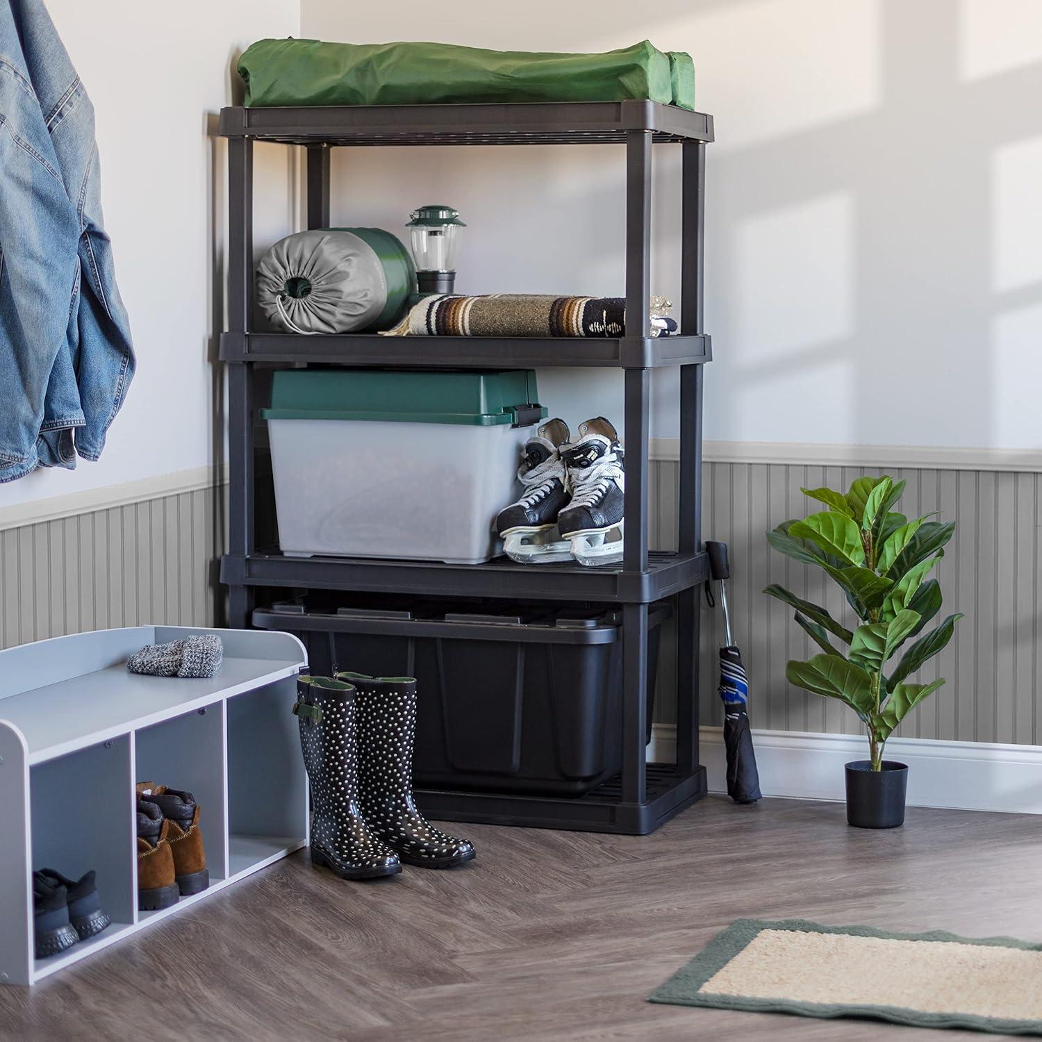 IRIS USA 4-Tier Shelving Unit, 56" Fixed Height, Large Storage Organizer for Home, Garage, Basement, Shed and Laundry Room, Black