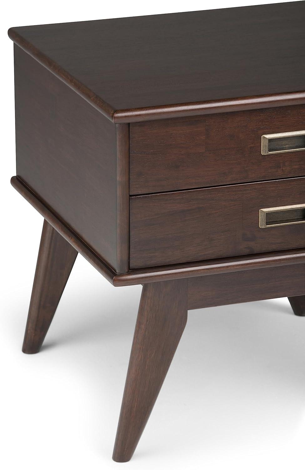 Simpli Home Draper Solid wood 22" W Modern End Side Table in Medium Auburn Brown