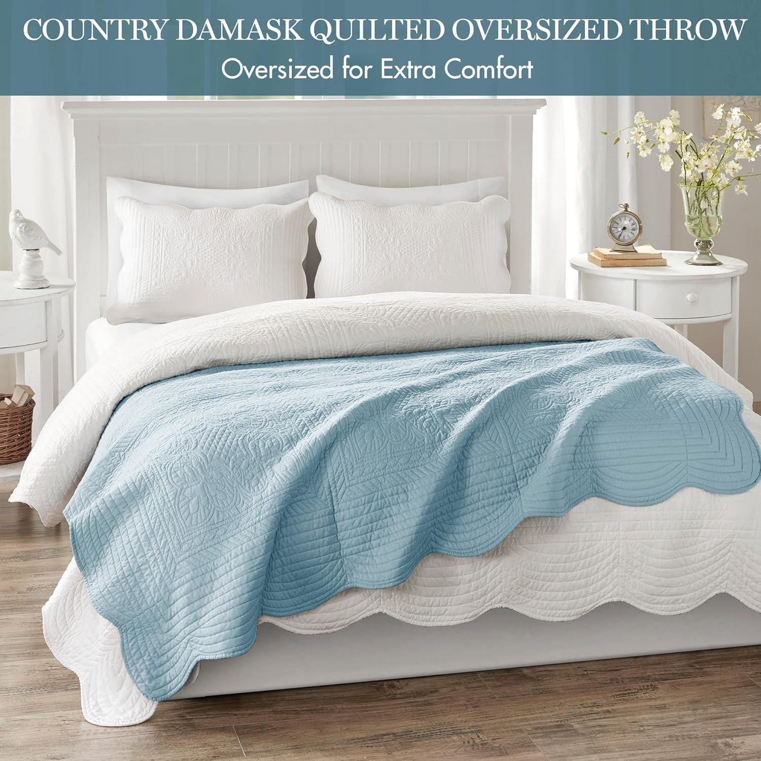 Journey Oversized Quilted Throw with Scalloped Edges