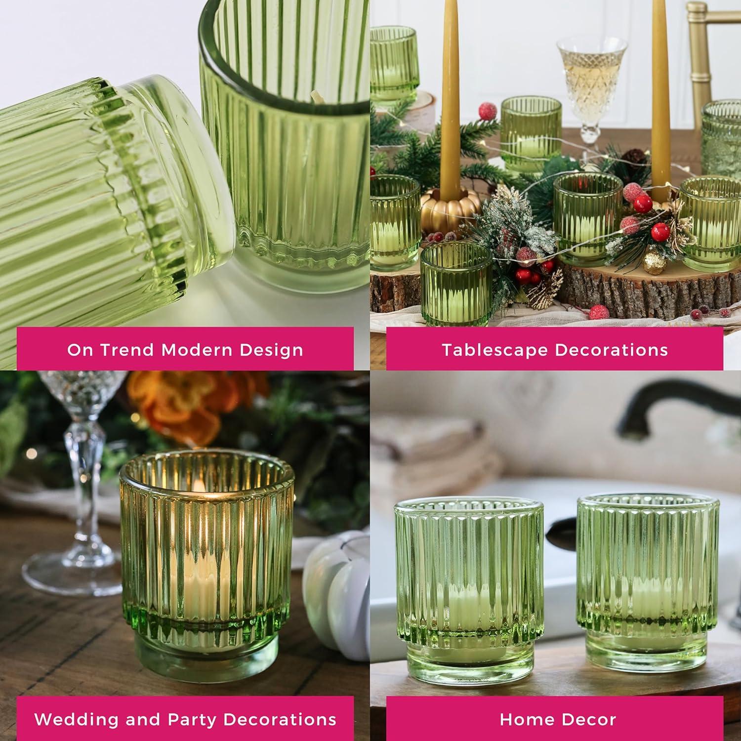 Ribbed Glass Votive Candle Holder (Set of 6)