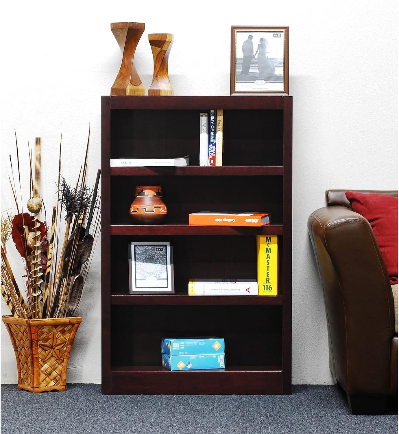Concepts in Wood  Single Wide Bookcase, 4 Shelves Espresso Espresso Finish
