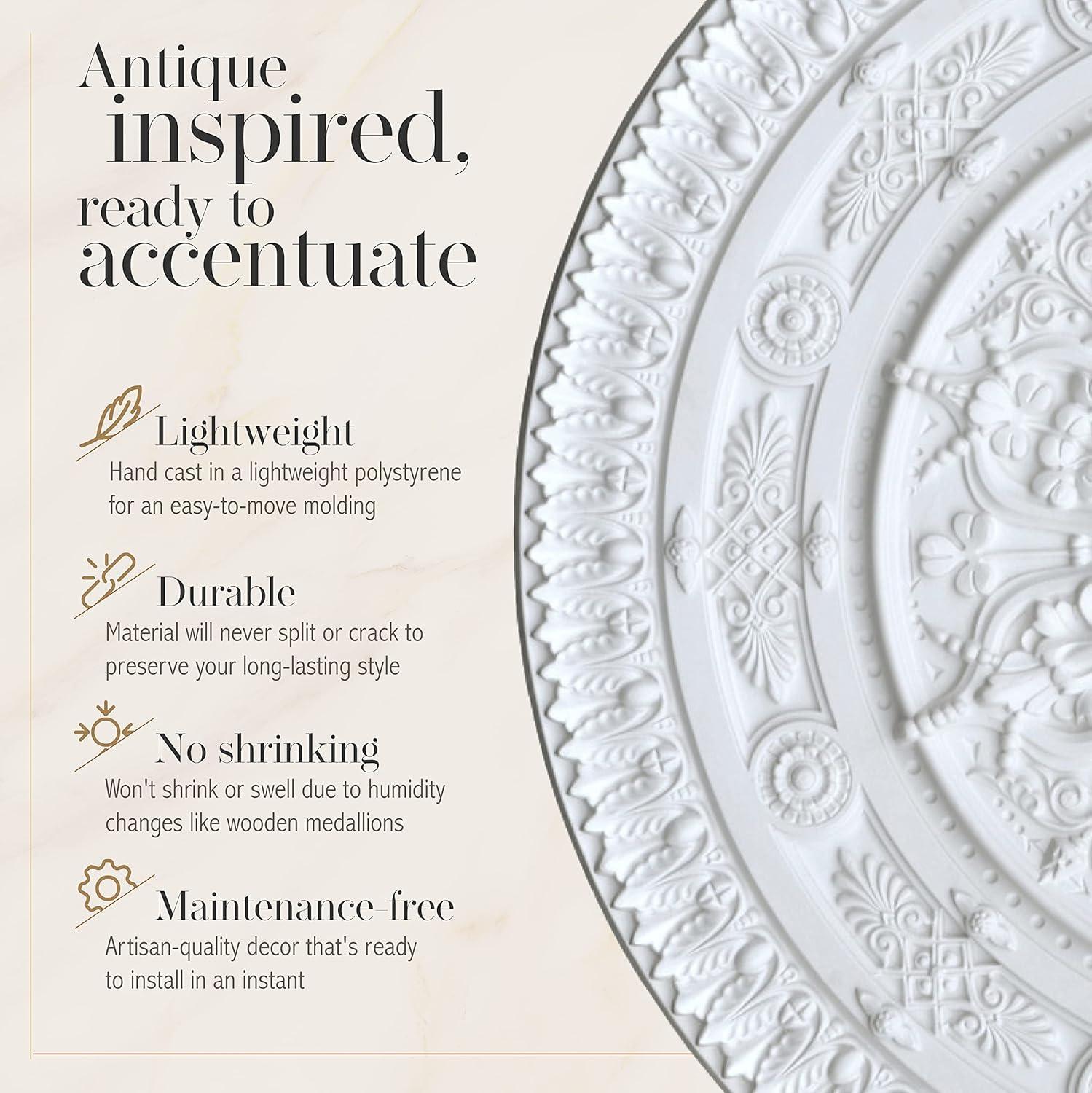 AFD Classic White Round Ceiling Medallion 37 Inch Dia