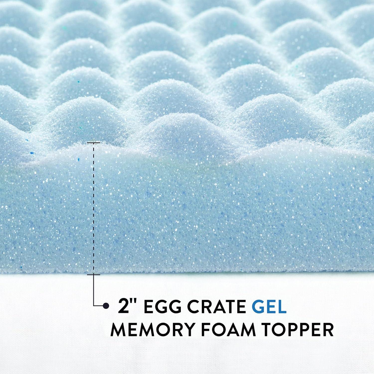 Twin Blue Gel Infused Eggcrate Memory Foam Mattress Topper