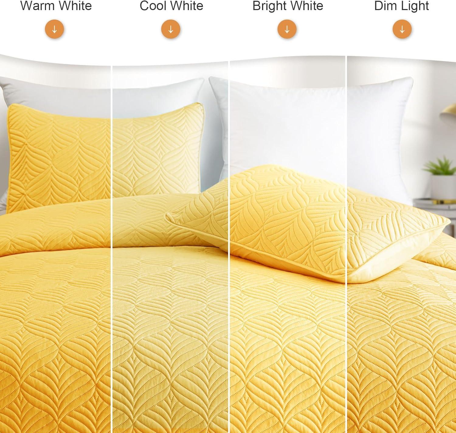 Whale Flotilla Microfiber Queen Size (96x90 inches) Quilt Set Lightweight Ultrasonic Quilted Bedspreads Coverlets Set with Classic Pattern, Yellow, 3 Piece (1 Quilt, 2 Pillow Shams)