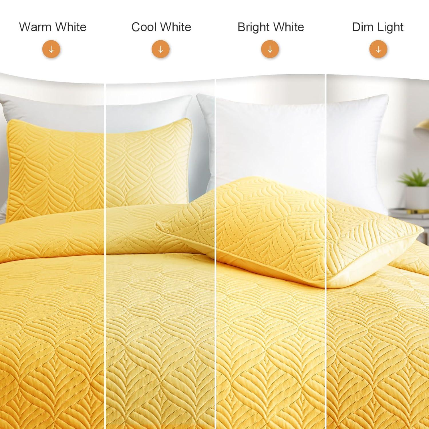 Whale Flotilla Microfiber Queen Size (96x90 inches) Quilt Set Lightweight Ultrasonic Quilted Bedspreads Coverlets Set with Classic Pattern, Yellow, 3 Piece (1 Quilt, 2 Pillow Shams)