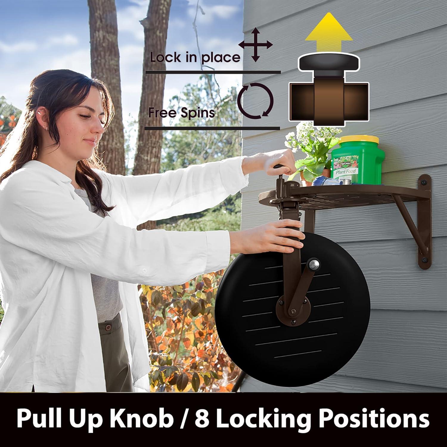 Bronze and Black Steel Wall-Mount Rotating Hose Reel