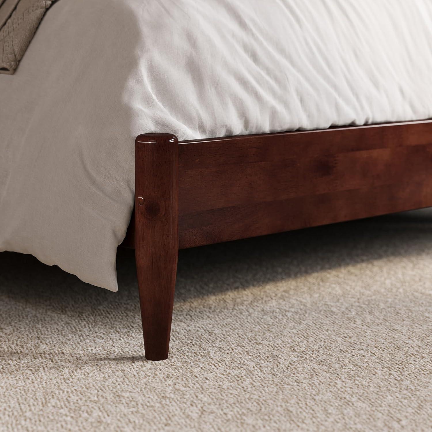 AFI Charlotte King Solid Wood Low Profile Platform Bed, Walnut