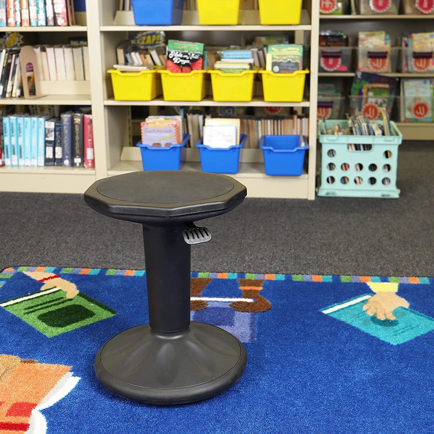 Black Adjustable Height Wobble Stool with Textured Seat