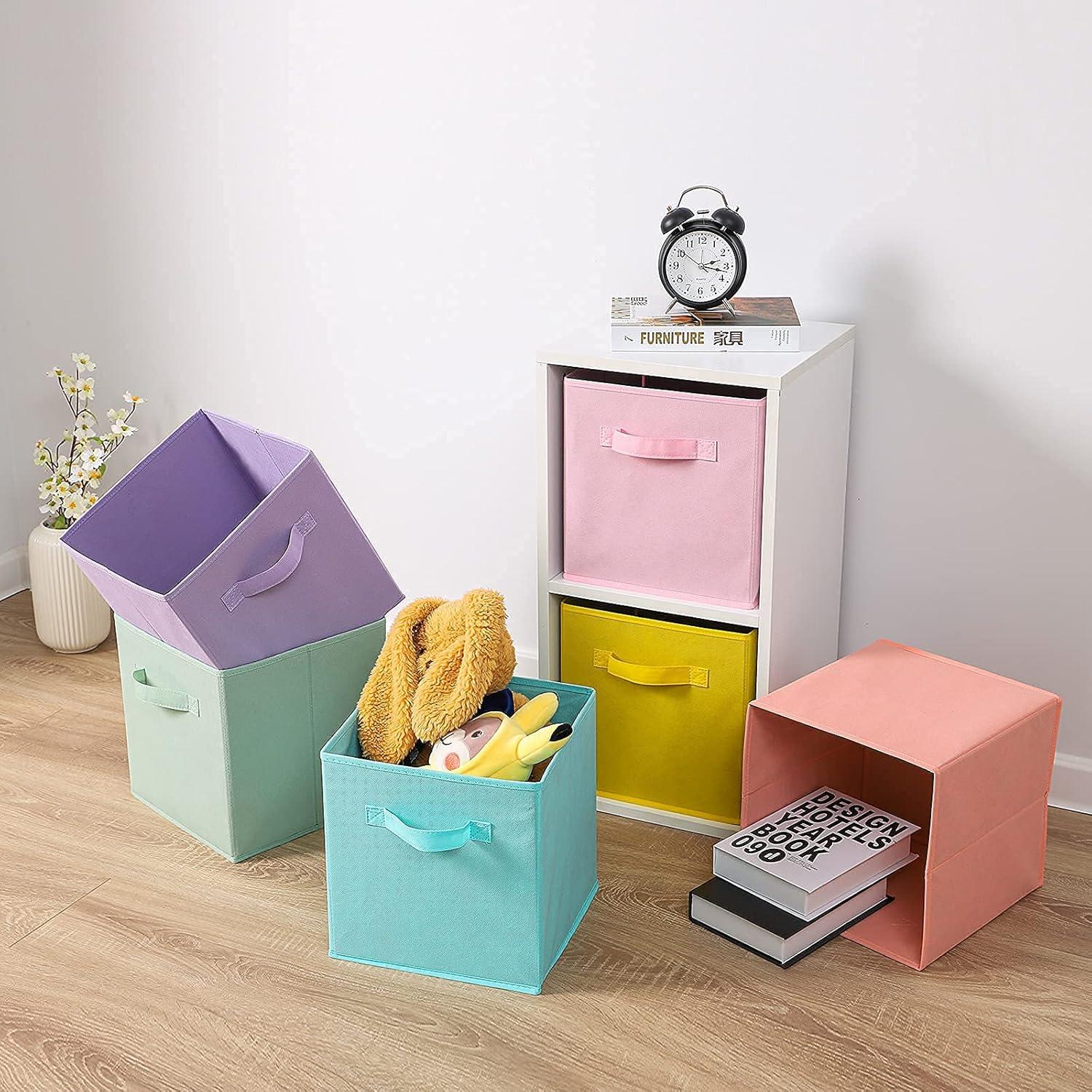 Colorful Foldable Fabric Storage Cubes for Kids, Set of 6