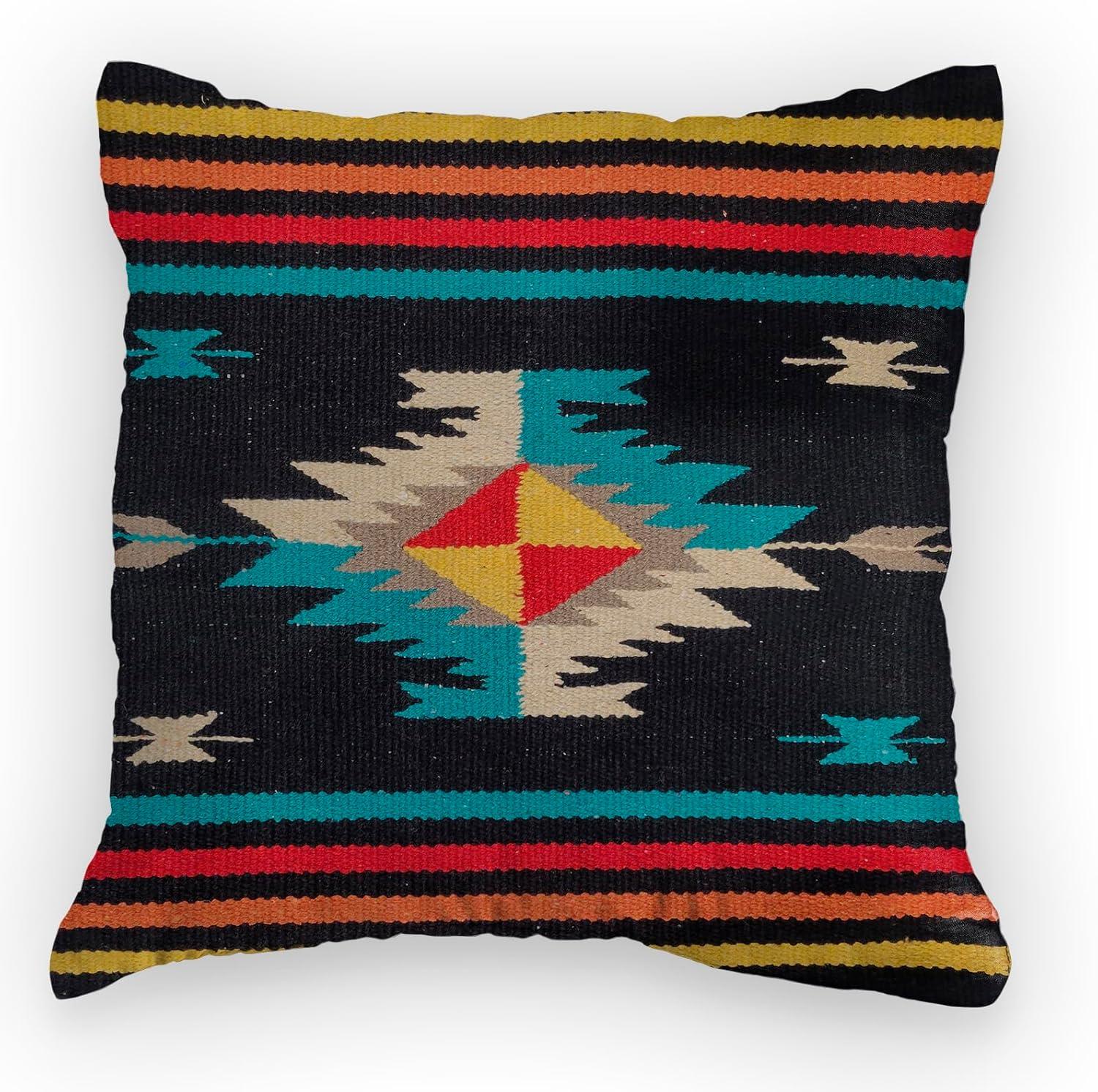 Hand-Woven Red Wool Southwestern 18" Throw Pillow Cover