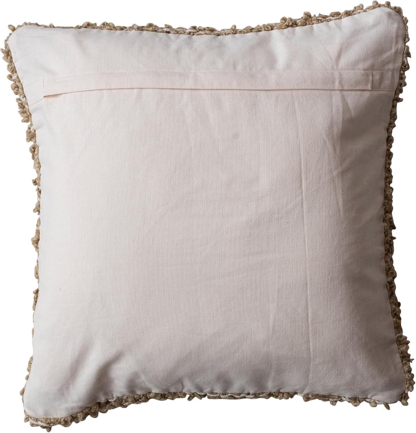 Tan Woven Cotton Blend Bouclé Square Pillow