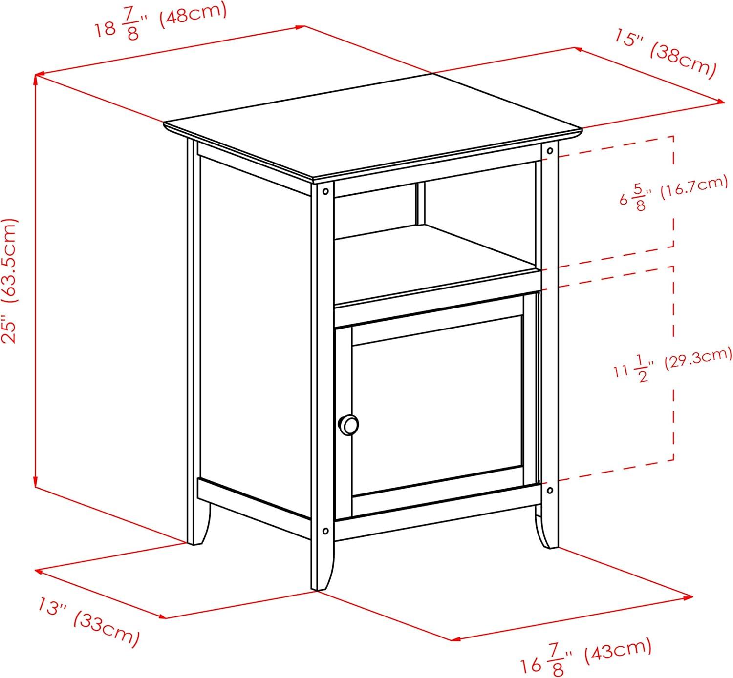 Winsome Transitional Brown Rectangular Nightstand with Storage