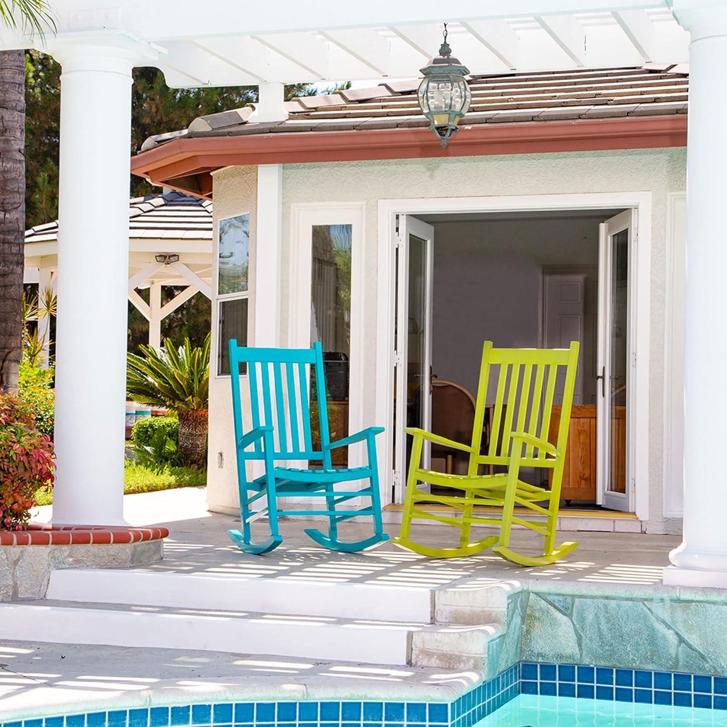 Shine Company Traditional Hardwood Indoor/Outdoor Patio Porch Rocker in Blue