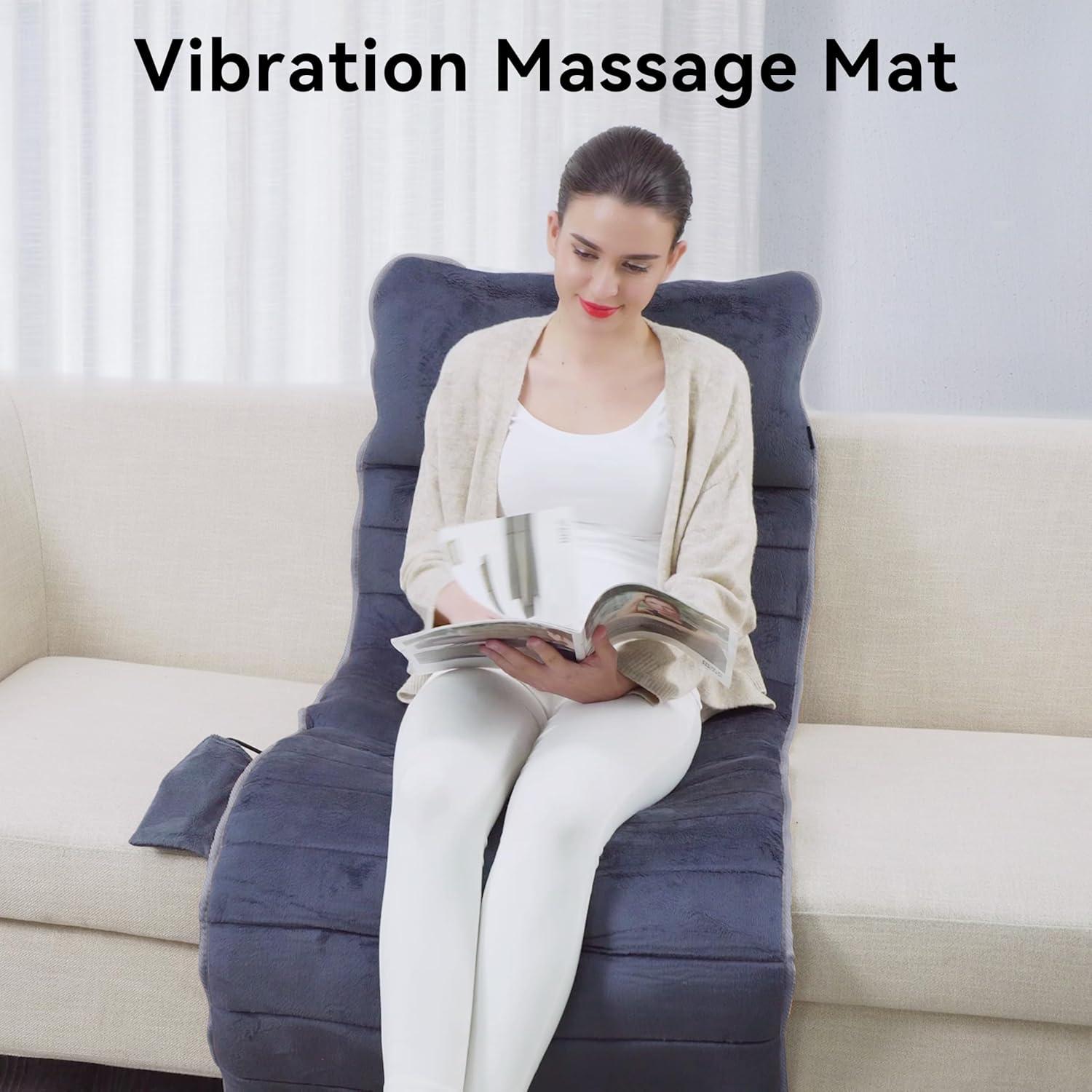 Snailax Massage Mat with Soothing, Full Body Massage pad with 10 Vibration Motors and 4 Therapy Heat pad, Gifts