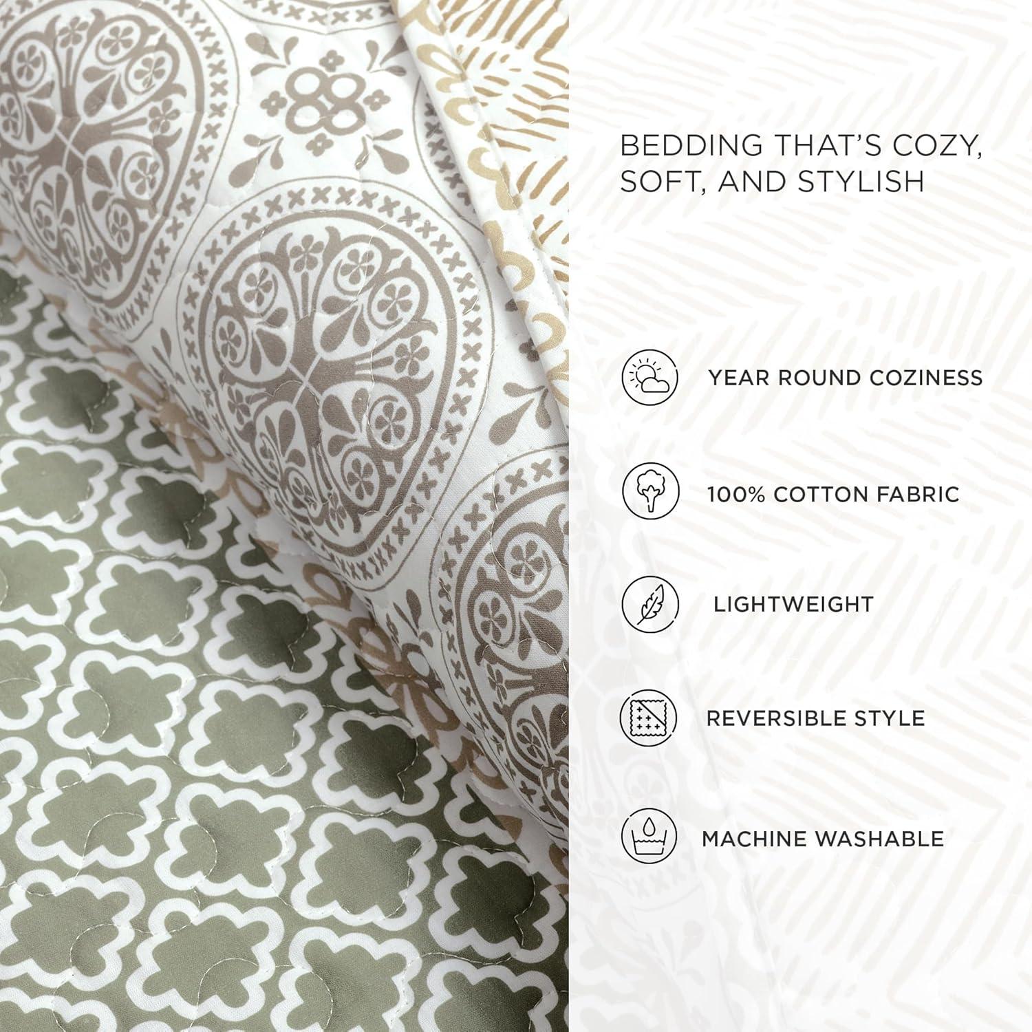 Lush Decor Bohemian 100% Cotton Reversible 3-Piece Quilt Set