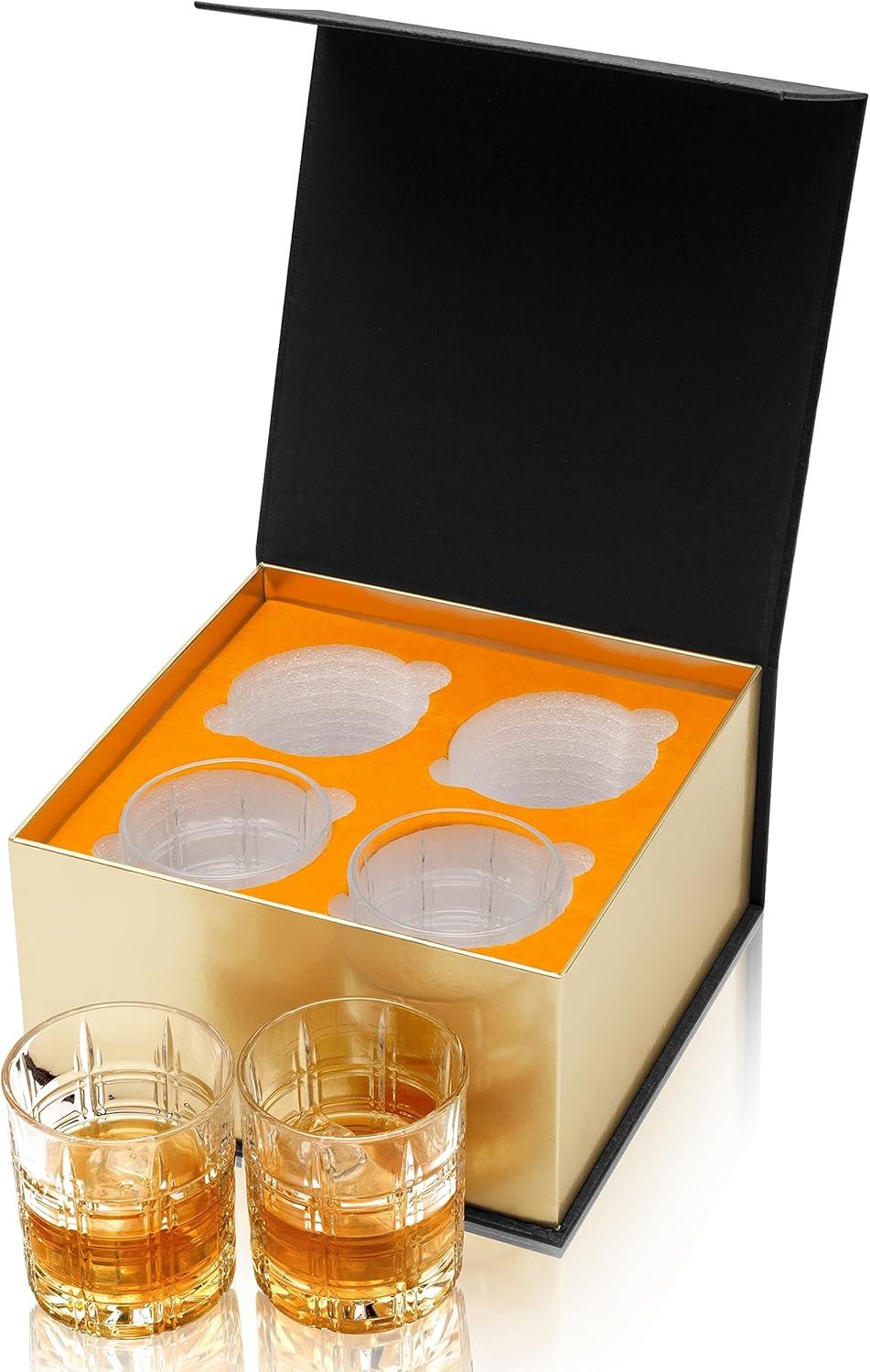 KANARS Whiskey Glasses Set of 4, 10 oz Rocks Glassware for Scotch Bourbon Liquor, Whisky Tumbler