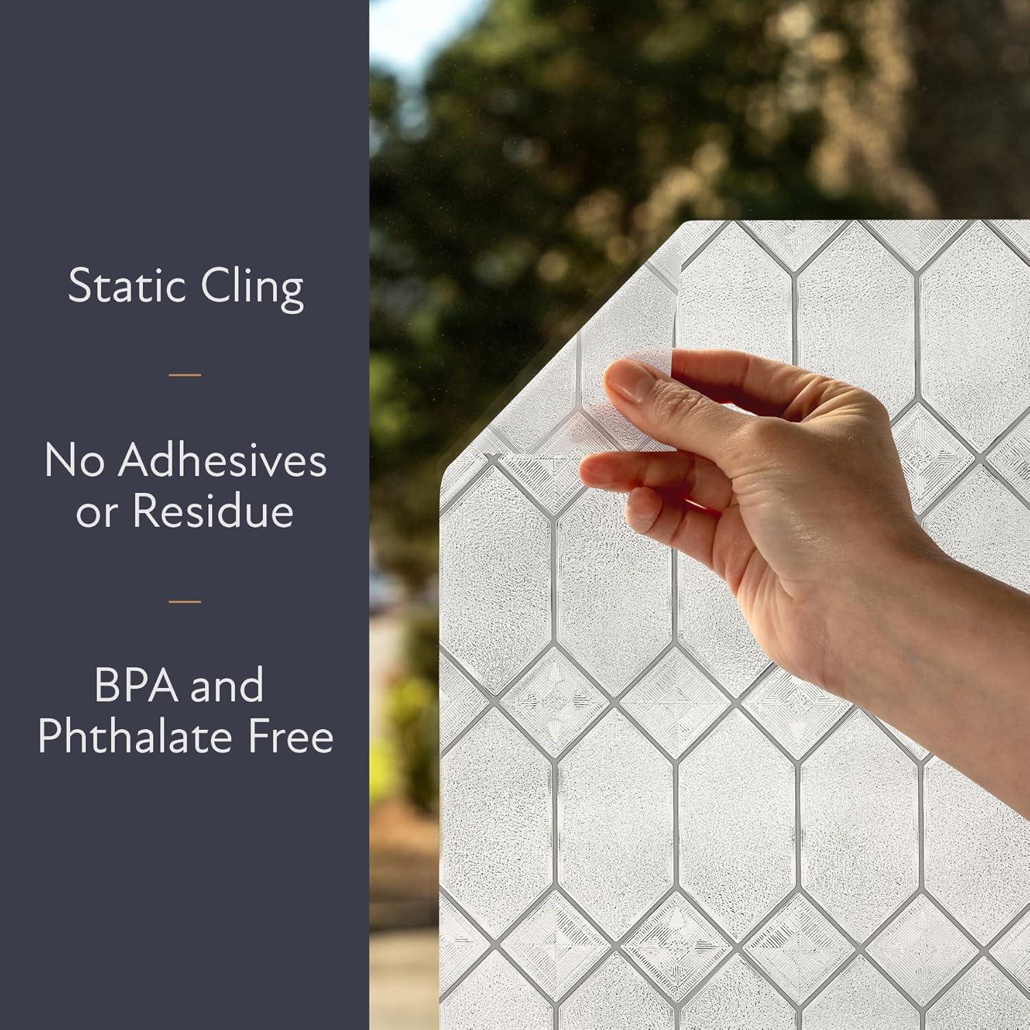 24" x 36" Old English Window Film - Artscape: Vinyl Privacy Film, Frosted Pattern, Adhesive-Free Clings