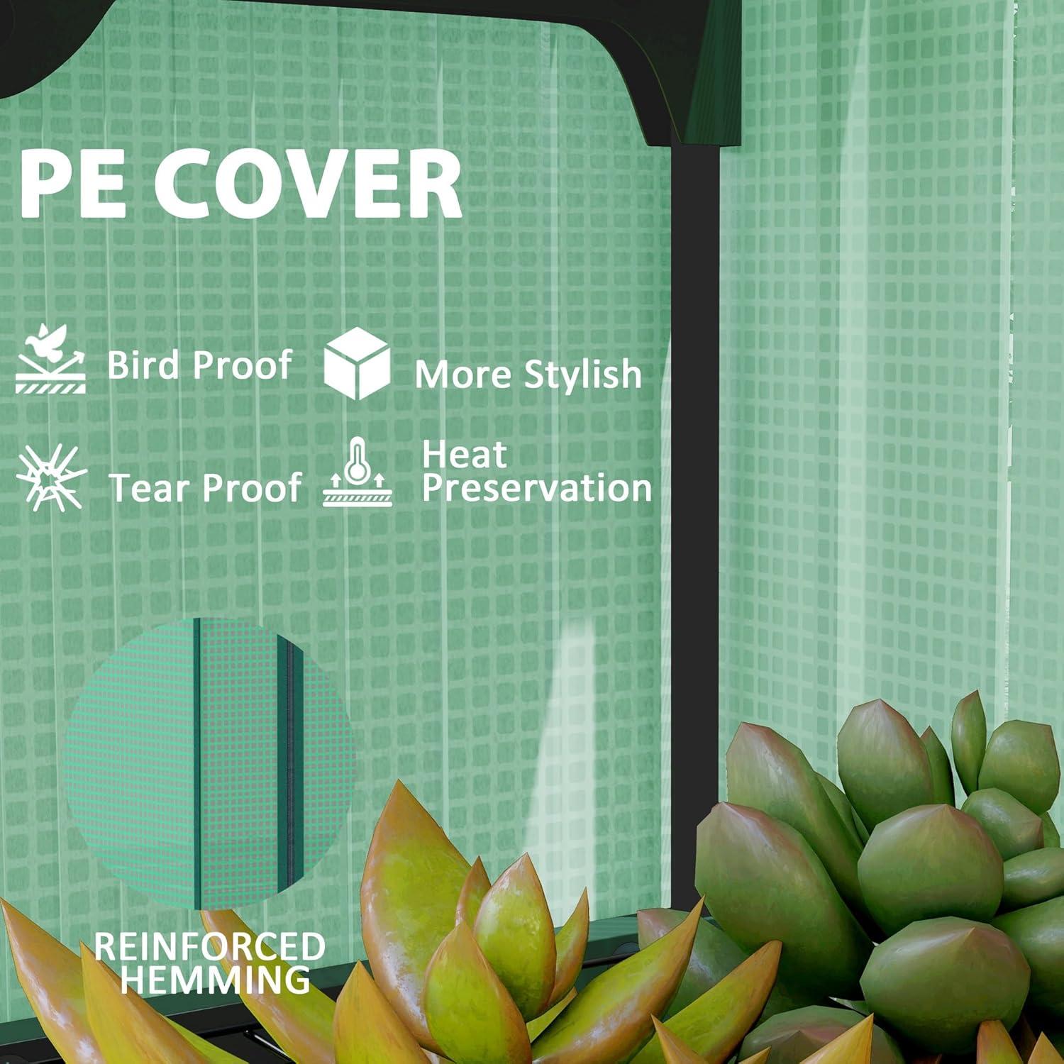 Green Portable 4-Tier Mini Greenhouse with PE Cover