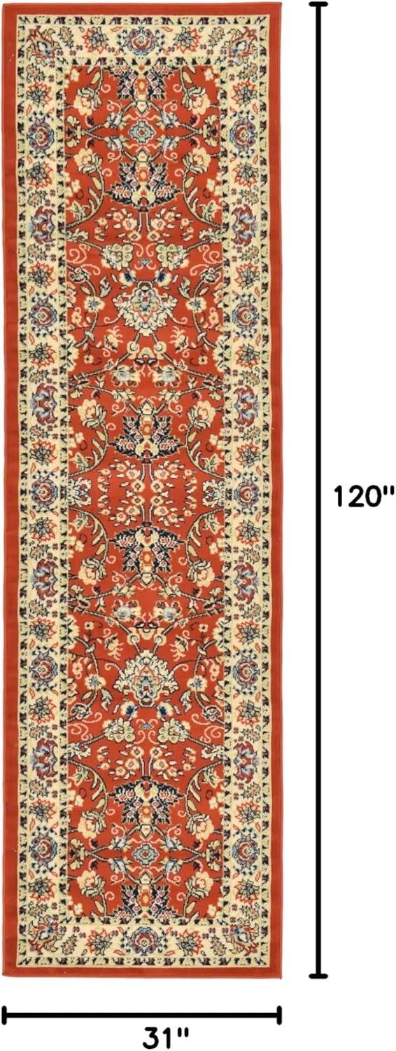 Unique Loom Sialk Hill Collection Area Rug - Washington (2' 7" x 10' Runner Terracotta/Cream) Floral Traditional Perfect For Living Room Bed Room Dining Room Office