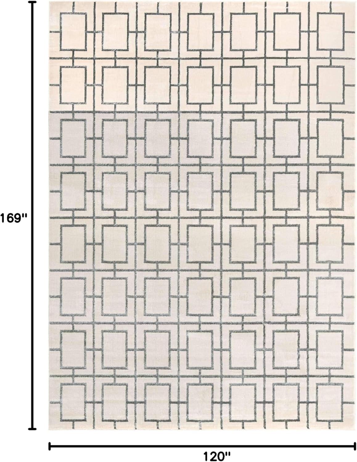 Glam Geometric White Silver Area Rug