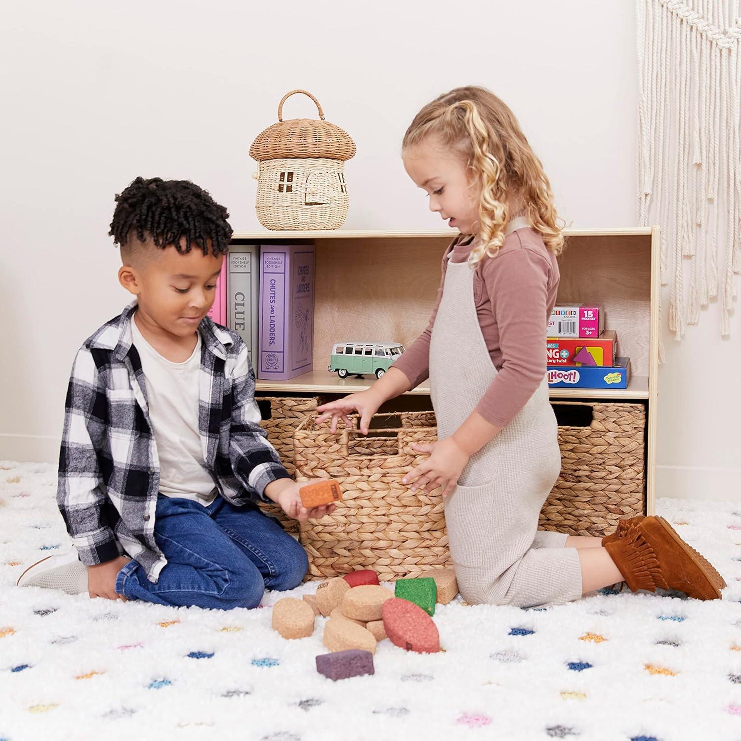 Natural Birch 2-Shelf Kids Storage Organizer