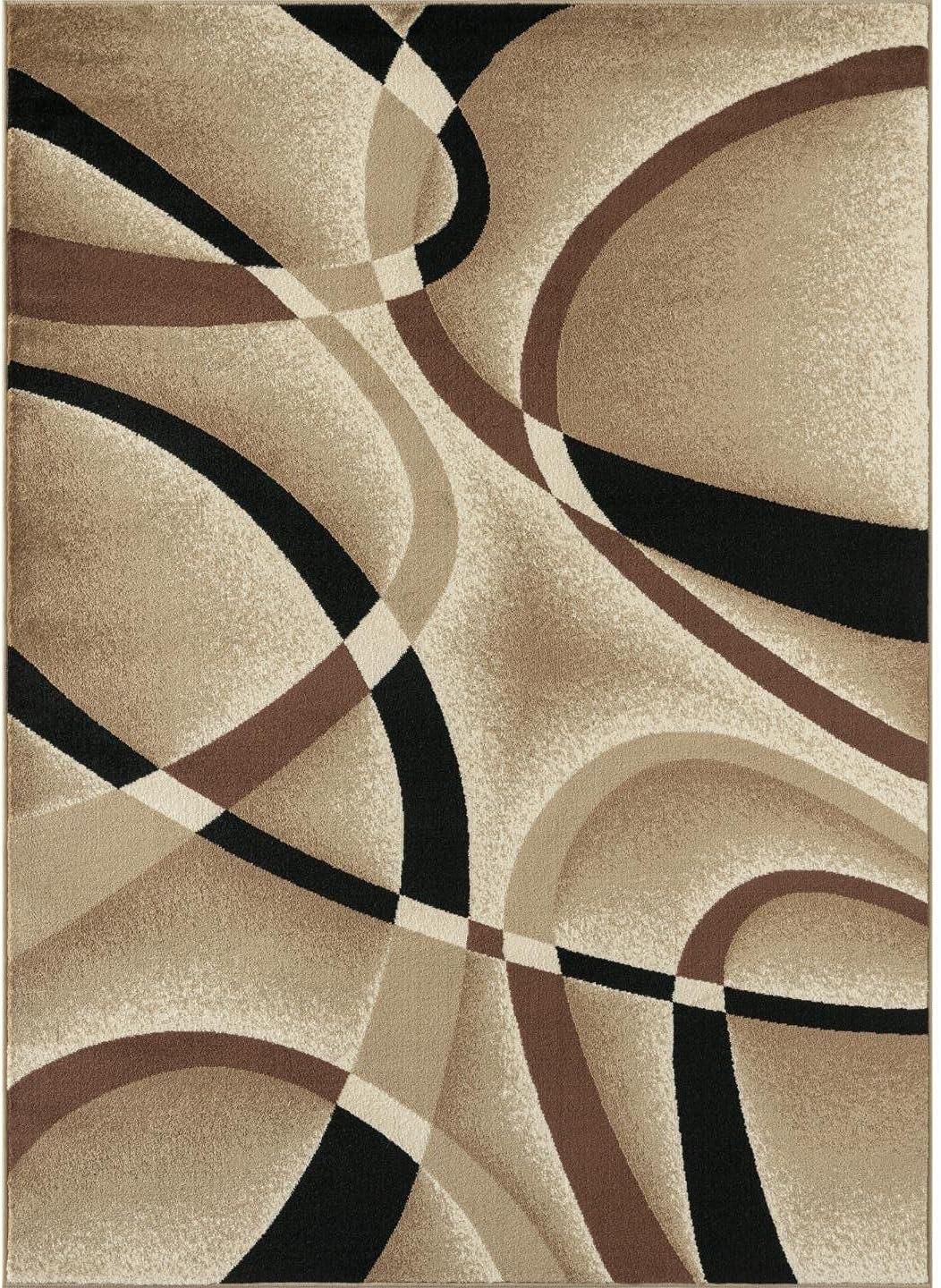 Fidel Abstract Machine Made Power Loom Polypropylene Indoor Area Rug in Beige