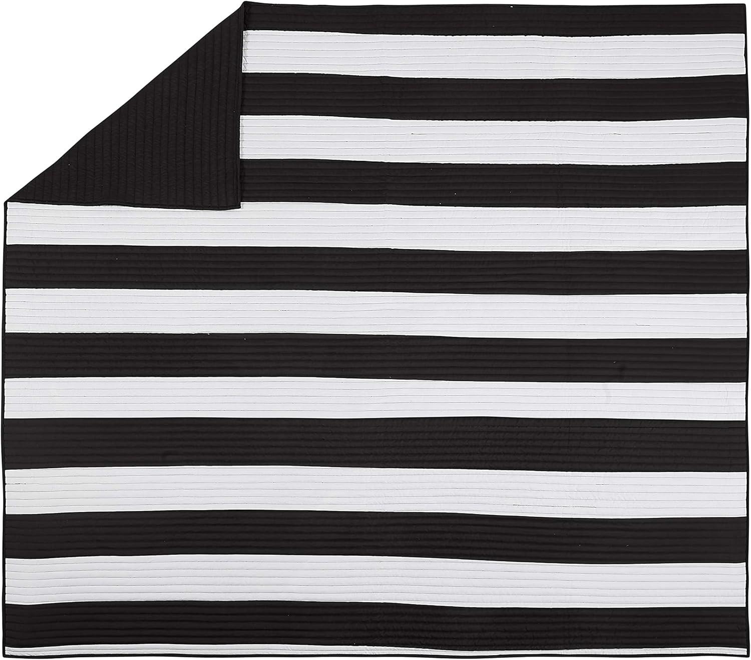 Lavelle Black/White Stripe Reversible Quilt Set