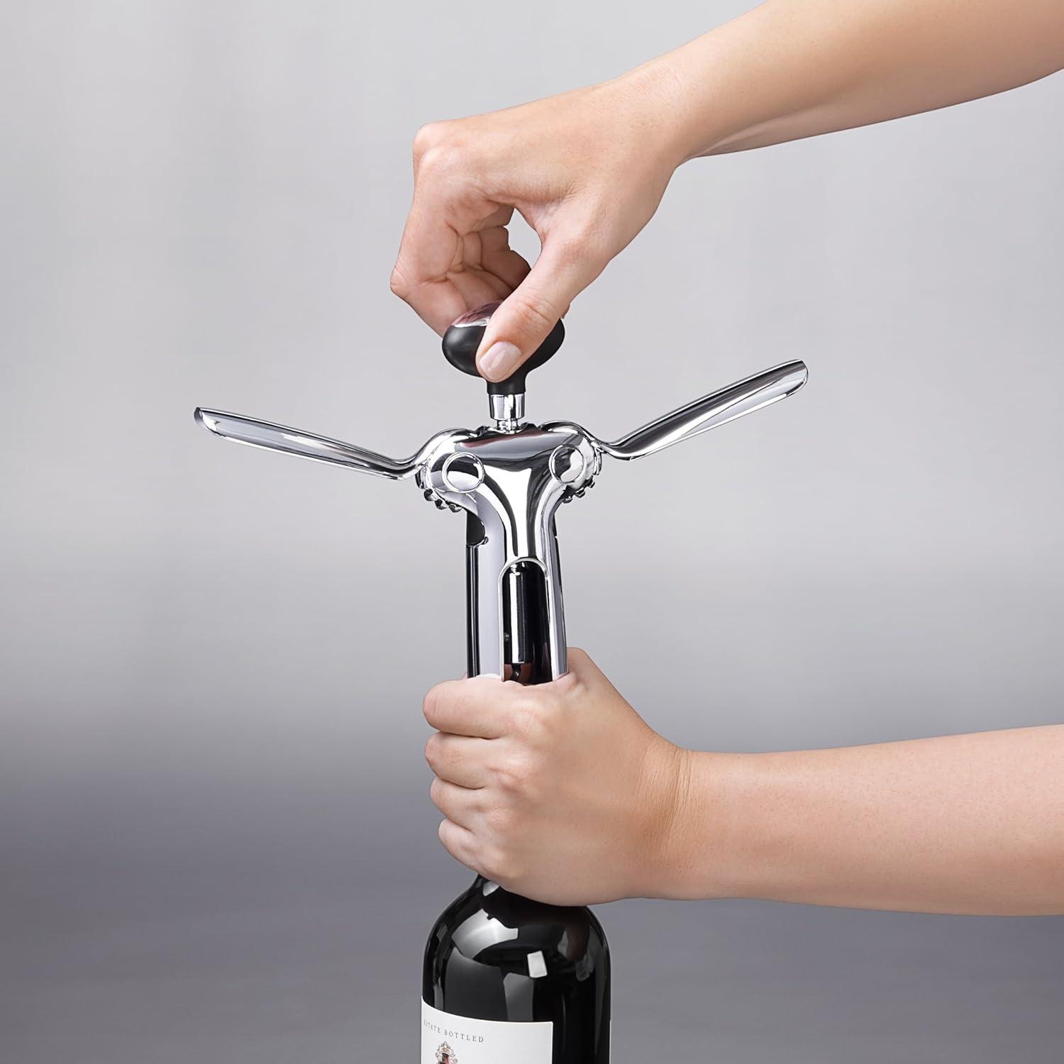 Stainless Steel Winged Corkscrew with Soft Knob Handle