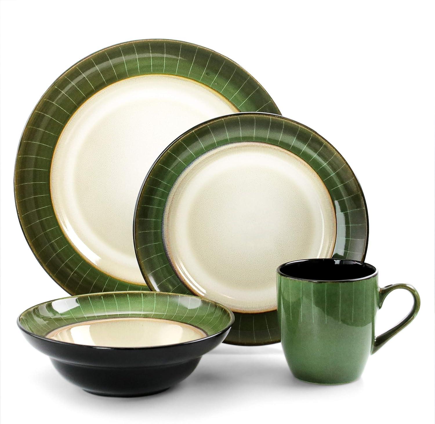 Elama Grand Jade 16 Piece Stoneware Dinnerware Set