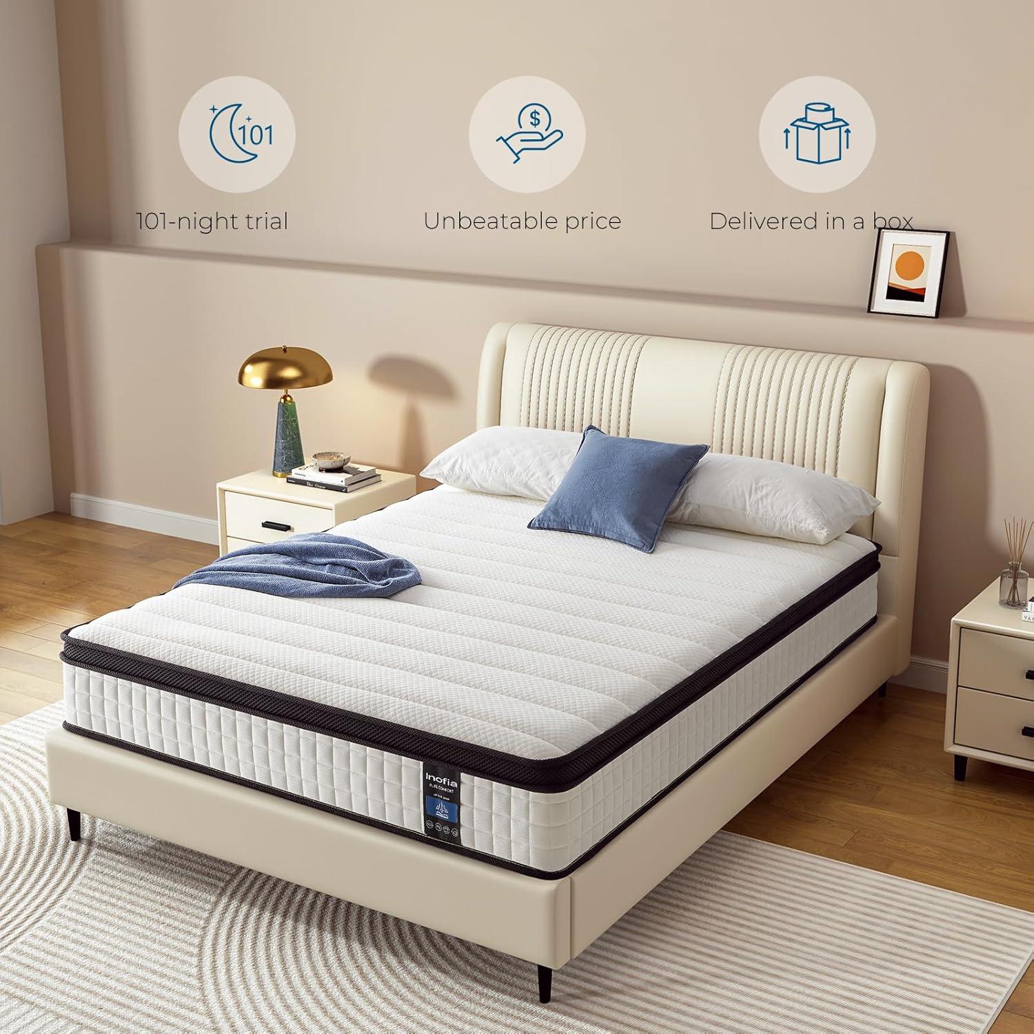 Inofia Twin XL 10 Inch Hybrid Innerspring Mattress