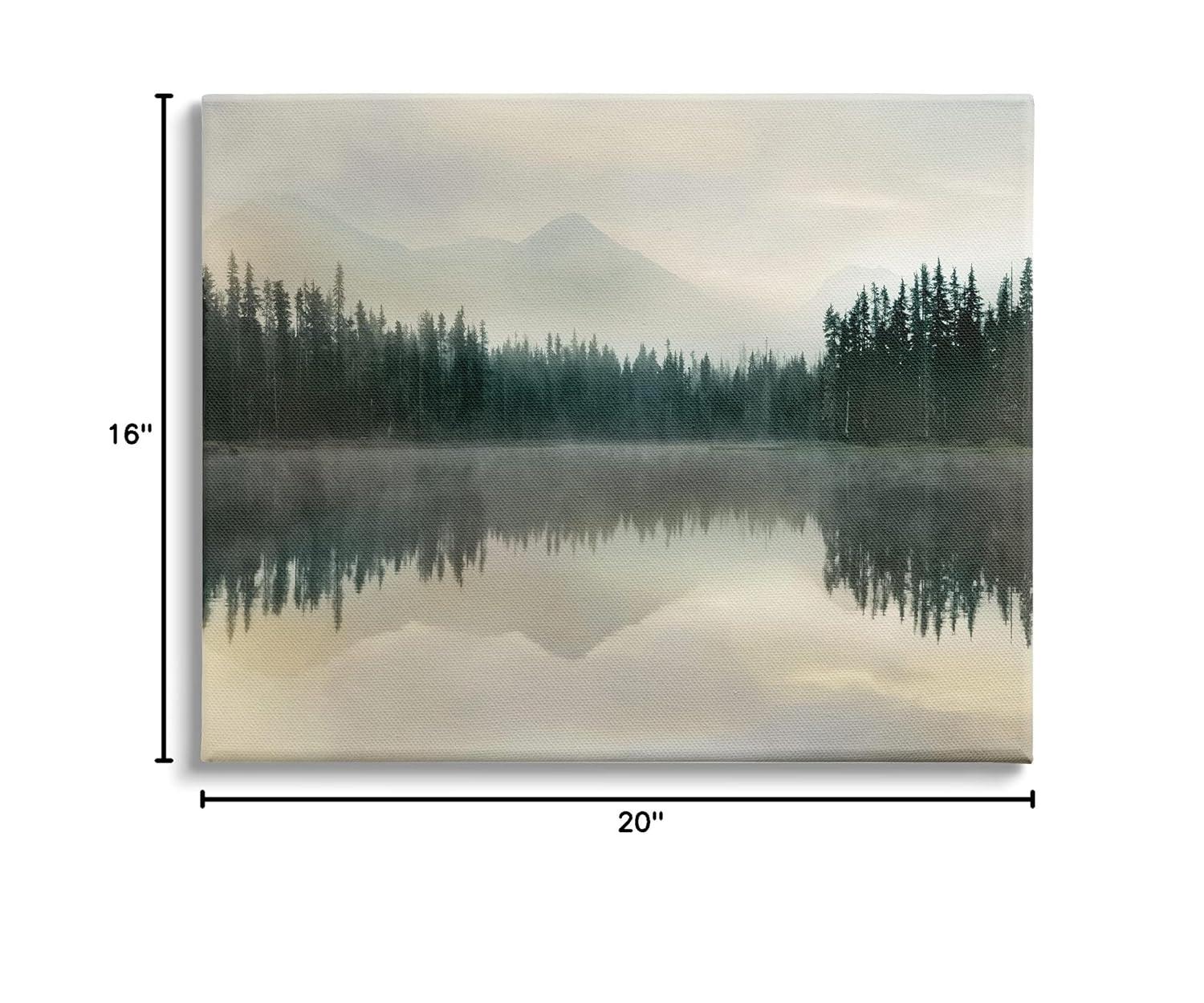 Stupell Industries Foggy Lake Forest Landscape Soft Nature Water Reflection Gallery Wrapped Canvas Wall Art, 16 x 20