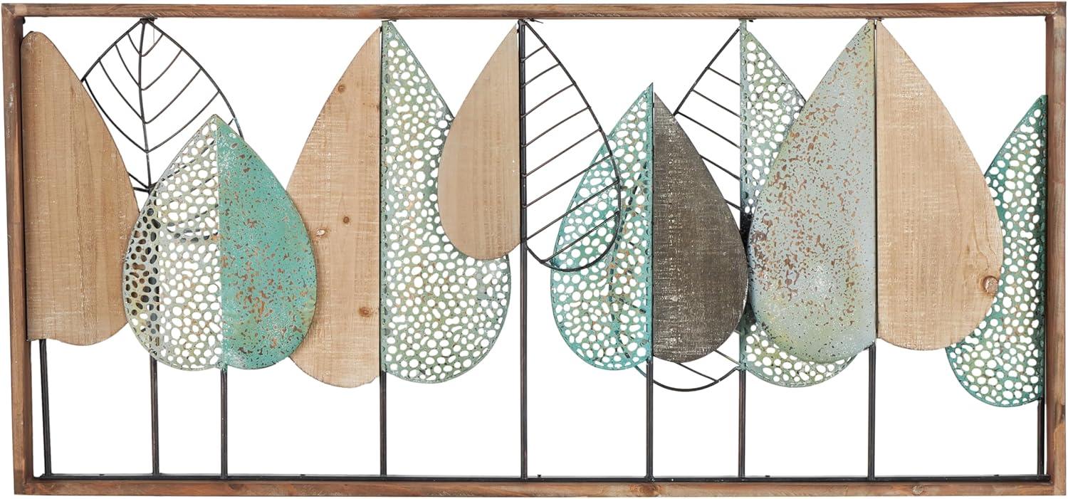 XMVJHOME Modern Leaf Wall Art Sculpture With Metal Wire Accents, Minimalist Botanical Home Decor, Open-Frame Design For Contemporary Interiors