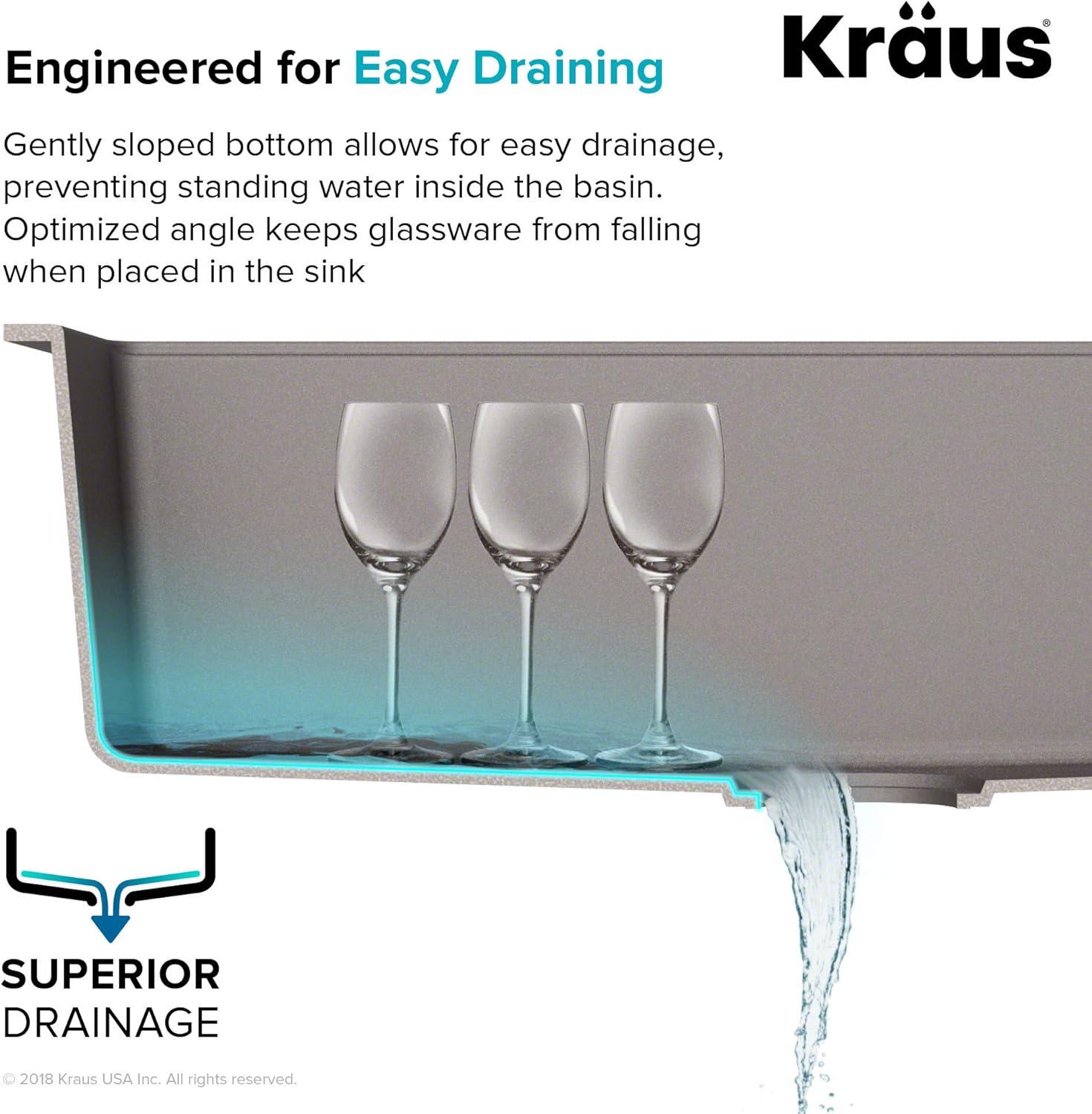 KRAUS Quarza™ 33" L Dual Mount 60/40 Double Bowl Granite Kitchen Sink